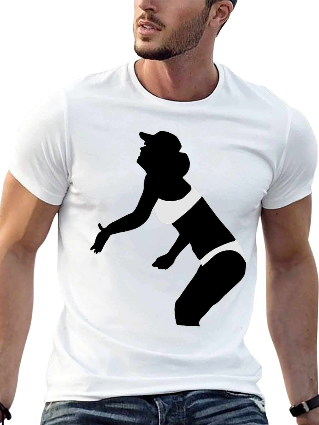 Silhouette Beach Volleyball Player Graphic T-Shirt