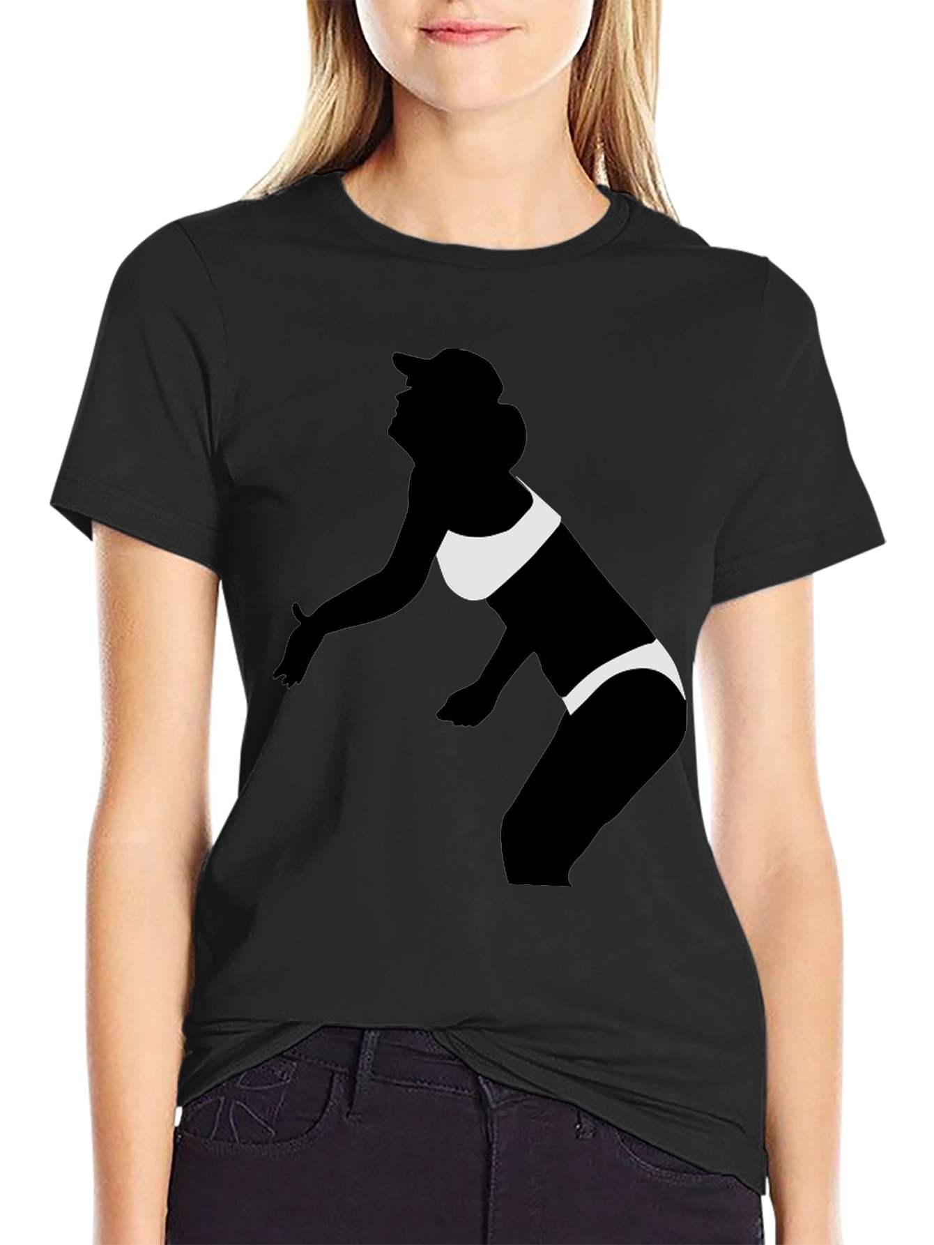Silhouette Beach Volleyball Player Graphic T-Shirt