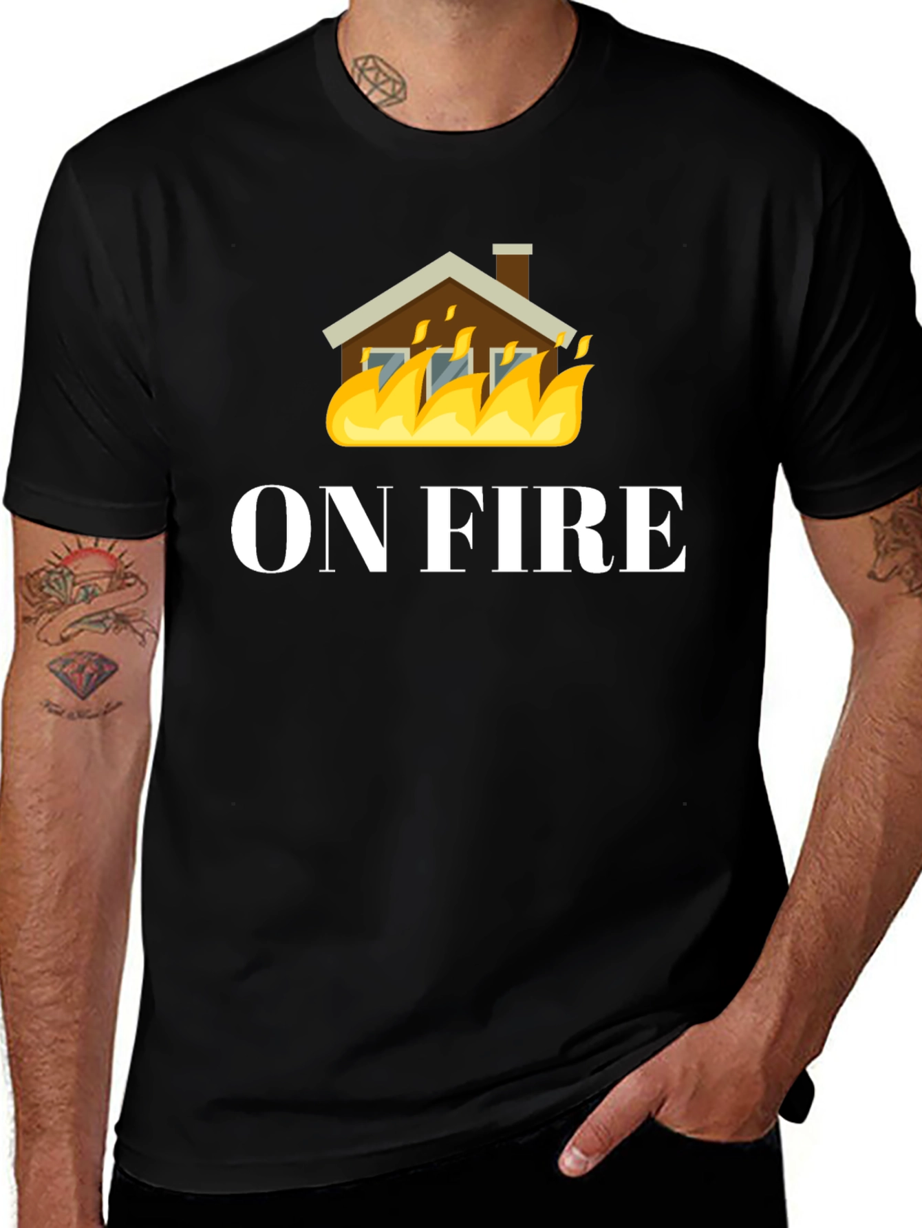 On Fire Graphic Tee - Black Cotton T-Shirt