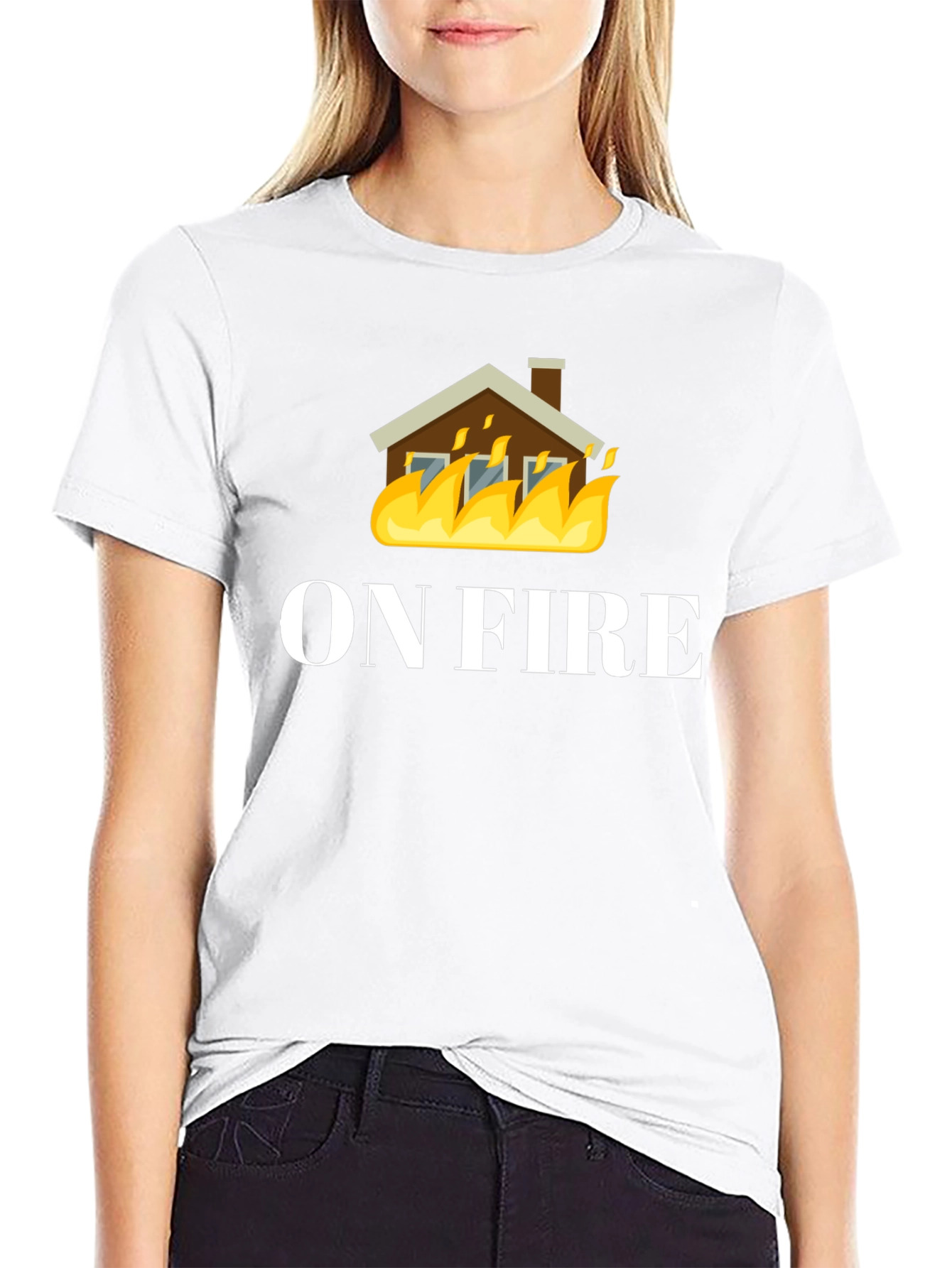 On Fire Graphic Tee - Black Cotton T-Shirt