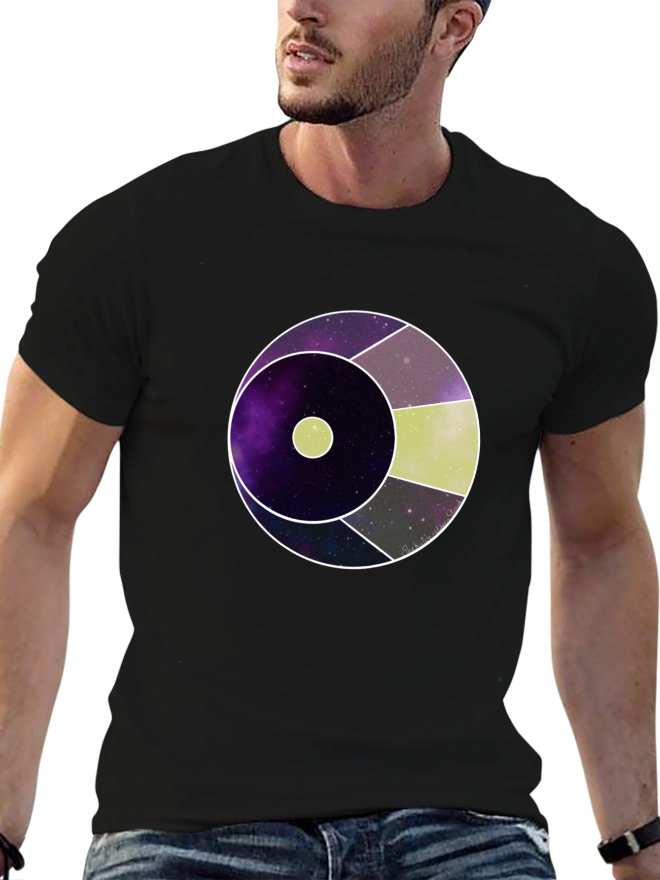 Galaxy Eye Graphic Print Black T-Shirt