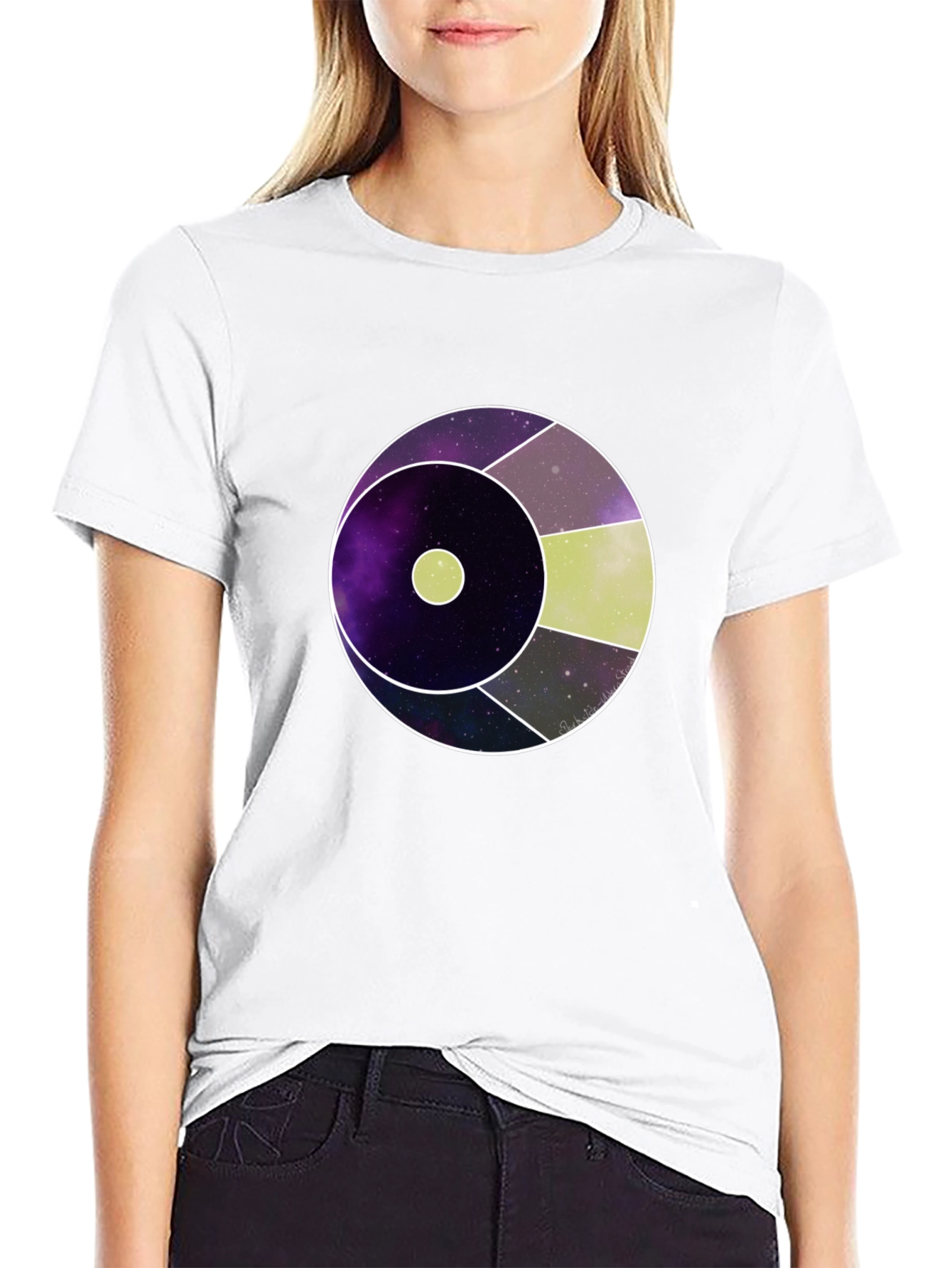Galaxy Eye Graphic Print Black T-Shirt