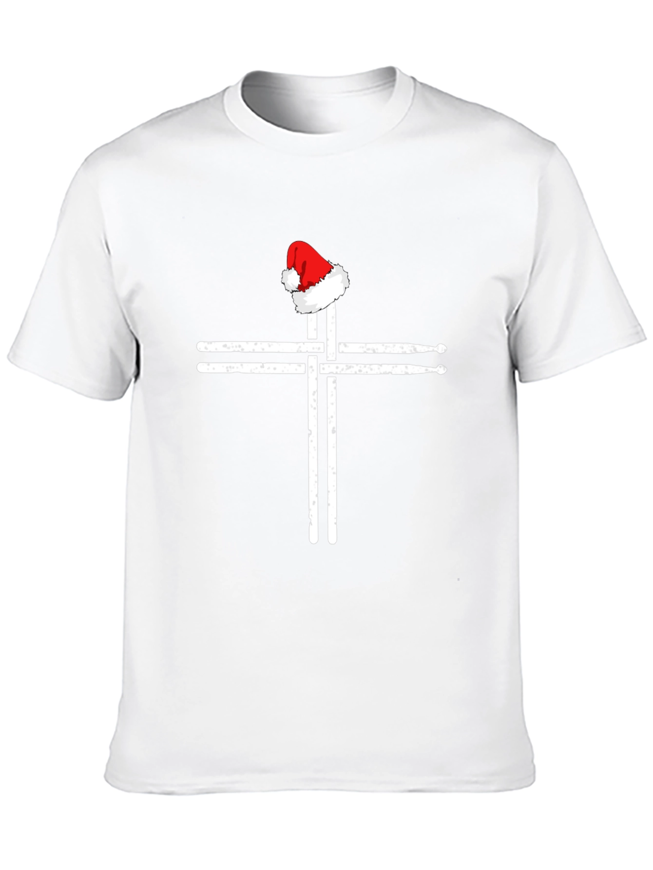 Drumsticks Cross Santa Hat T-Shirt - Black Graphic Tee