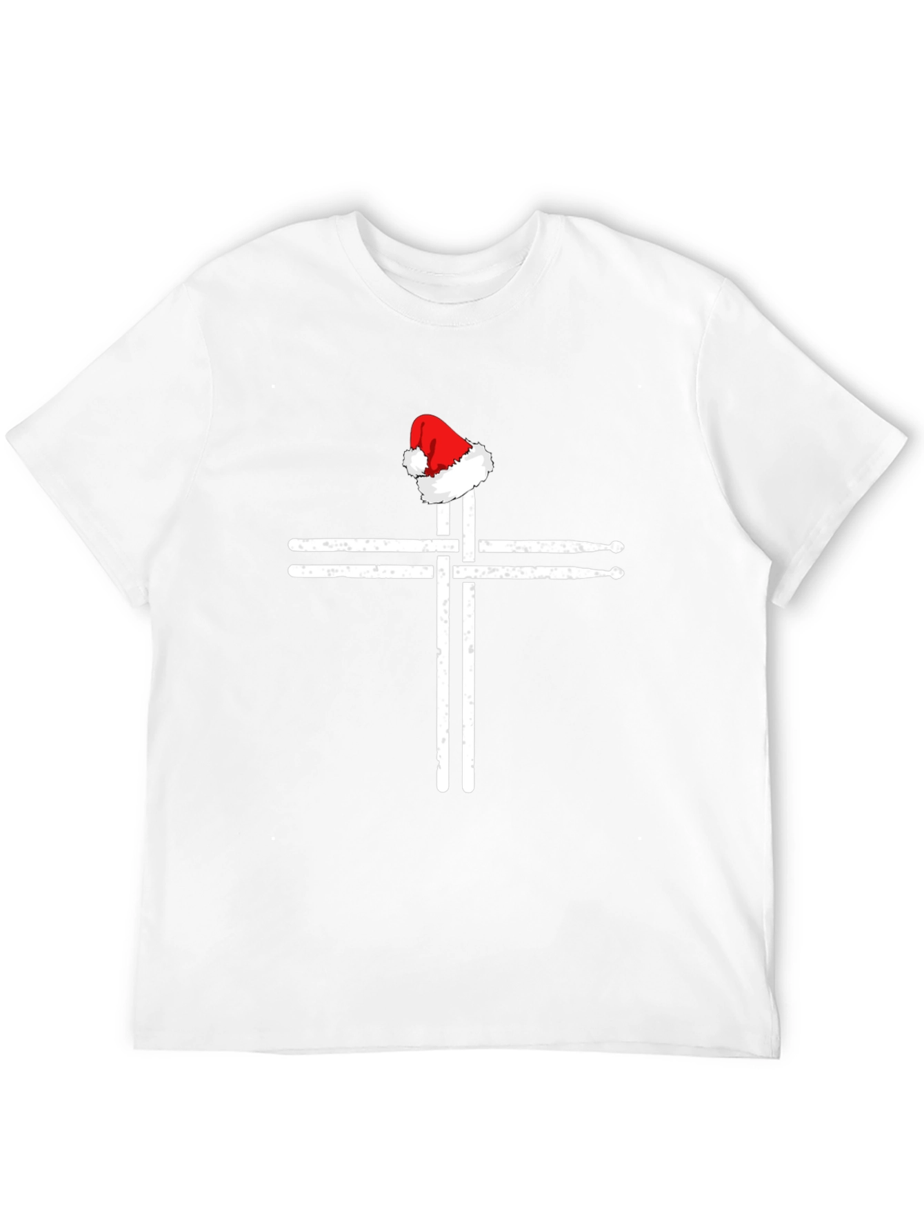 Drumsticks Cross Santa Hat T-Shirt - Black Graphic Tee