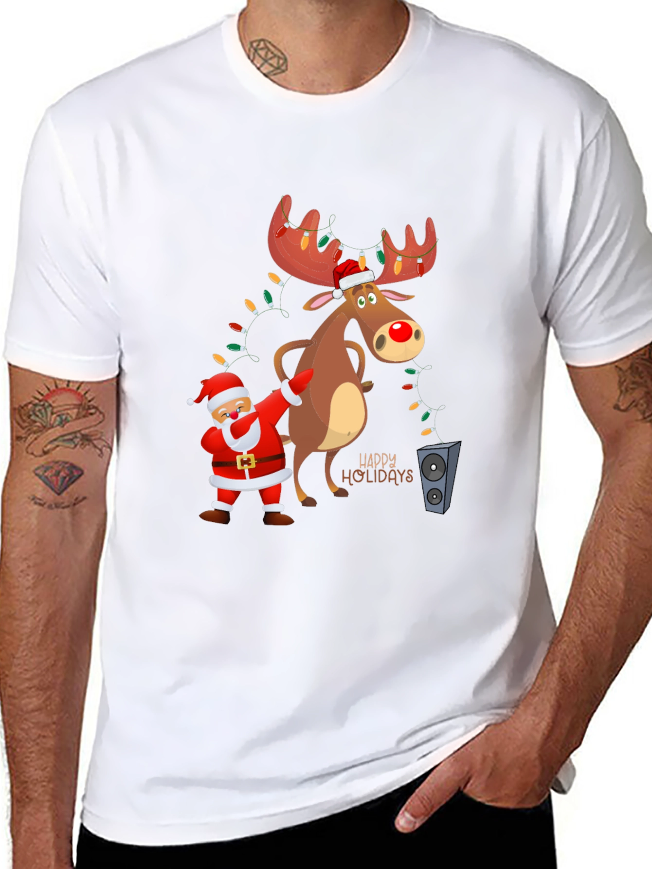 Festive Santa & Reindeer Holiday T-Shirt