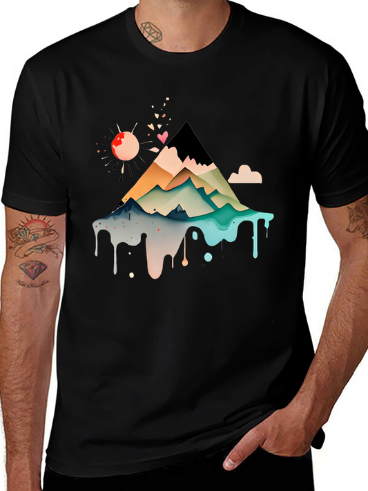 Abstract Mountain Graphic Tee - Modern Art Shirt