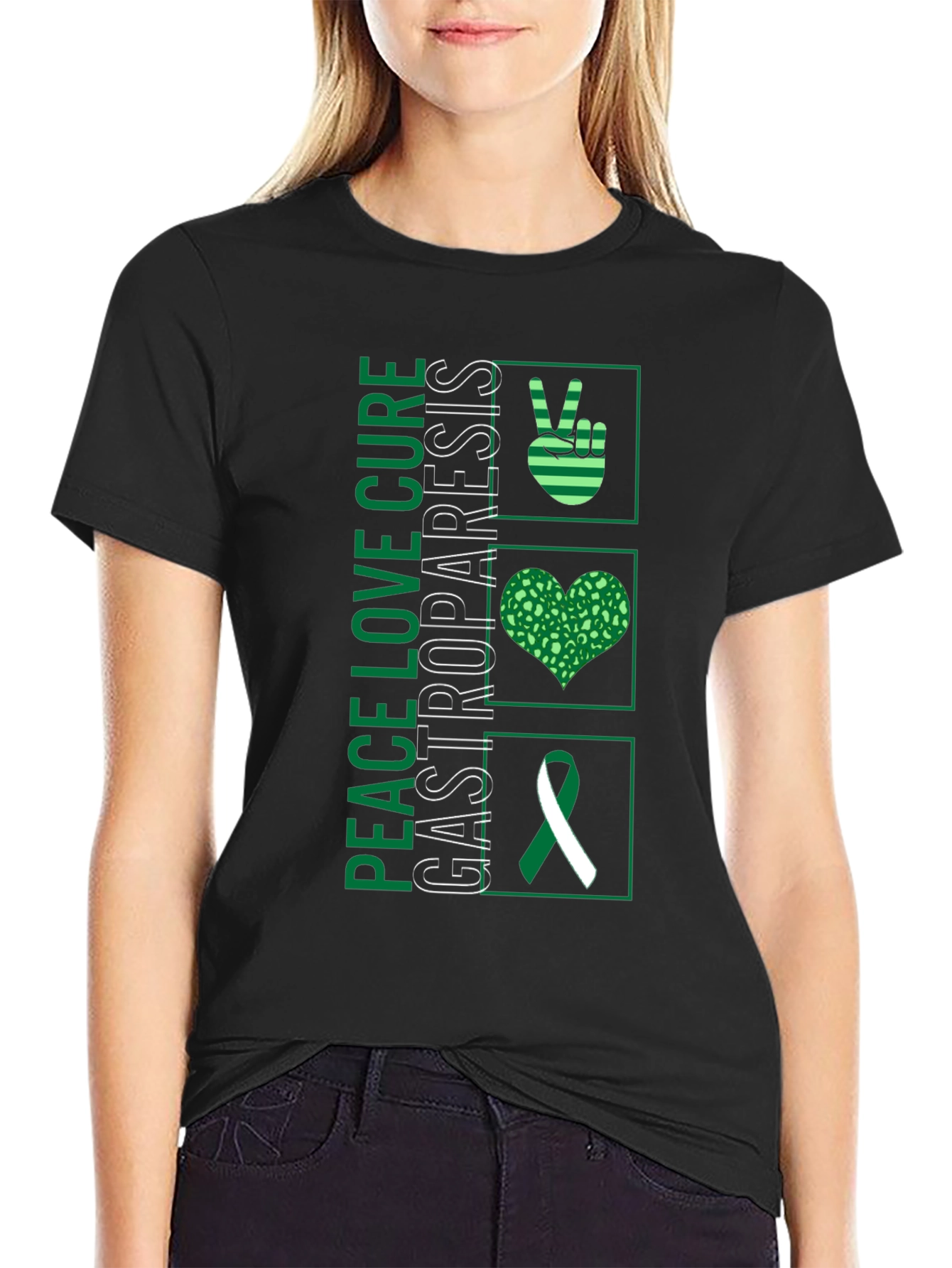 Gastroparesis Awareness T-Shirt: Peace Love Cure