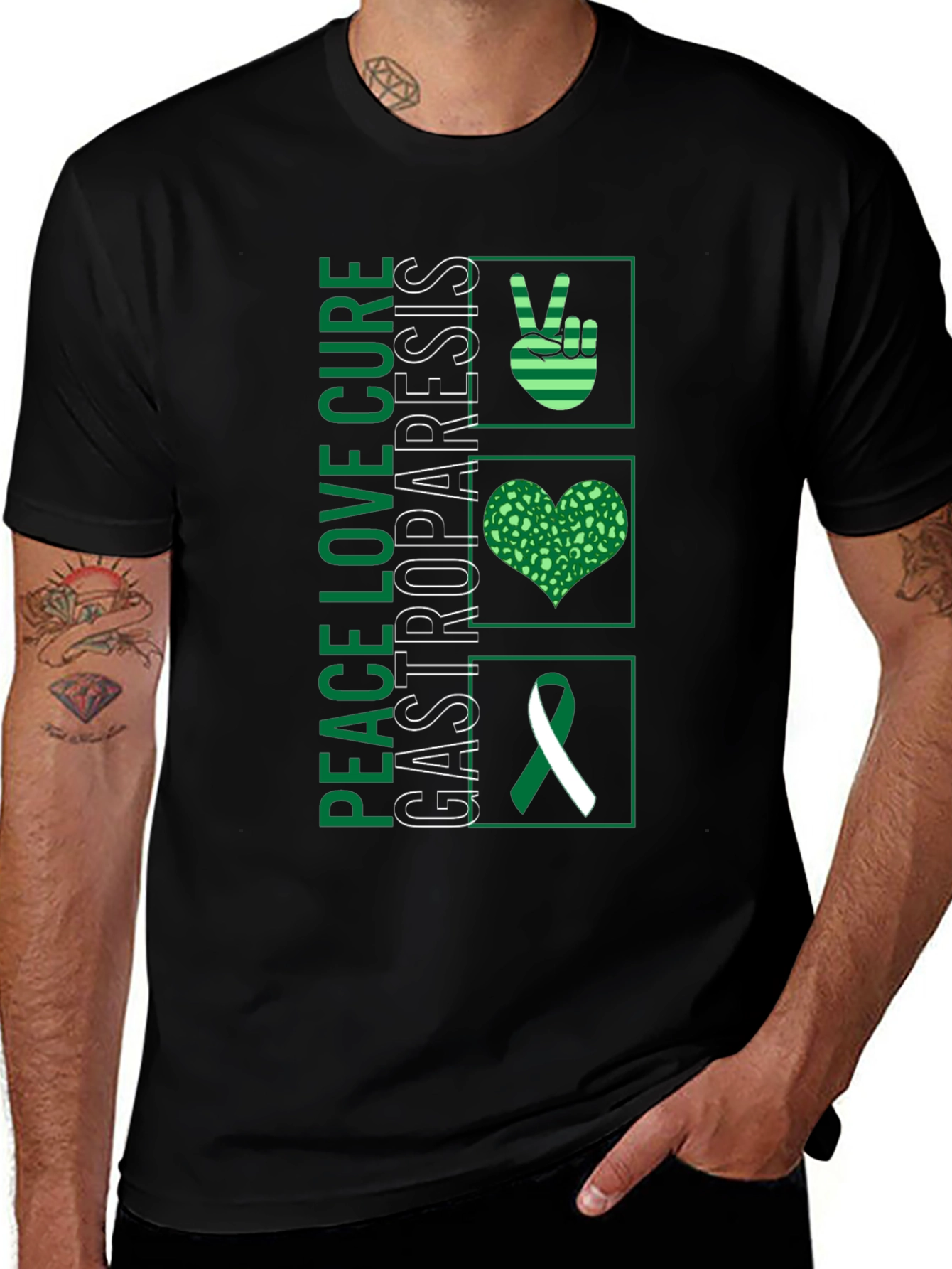 Gastroparesis Awareness T-Shirt: Peace Love Cure