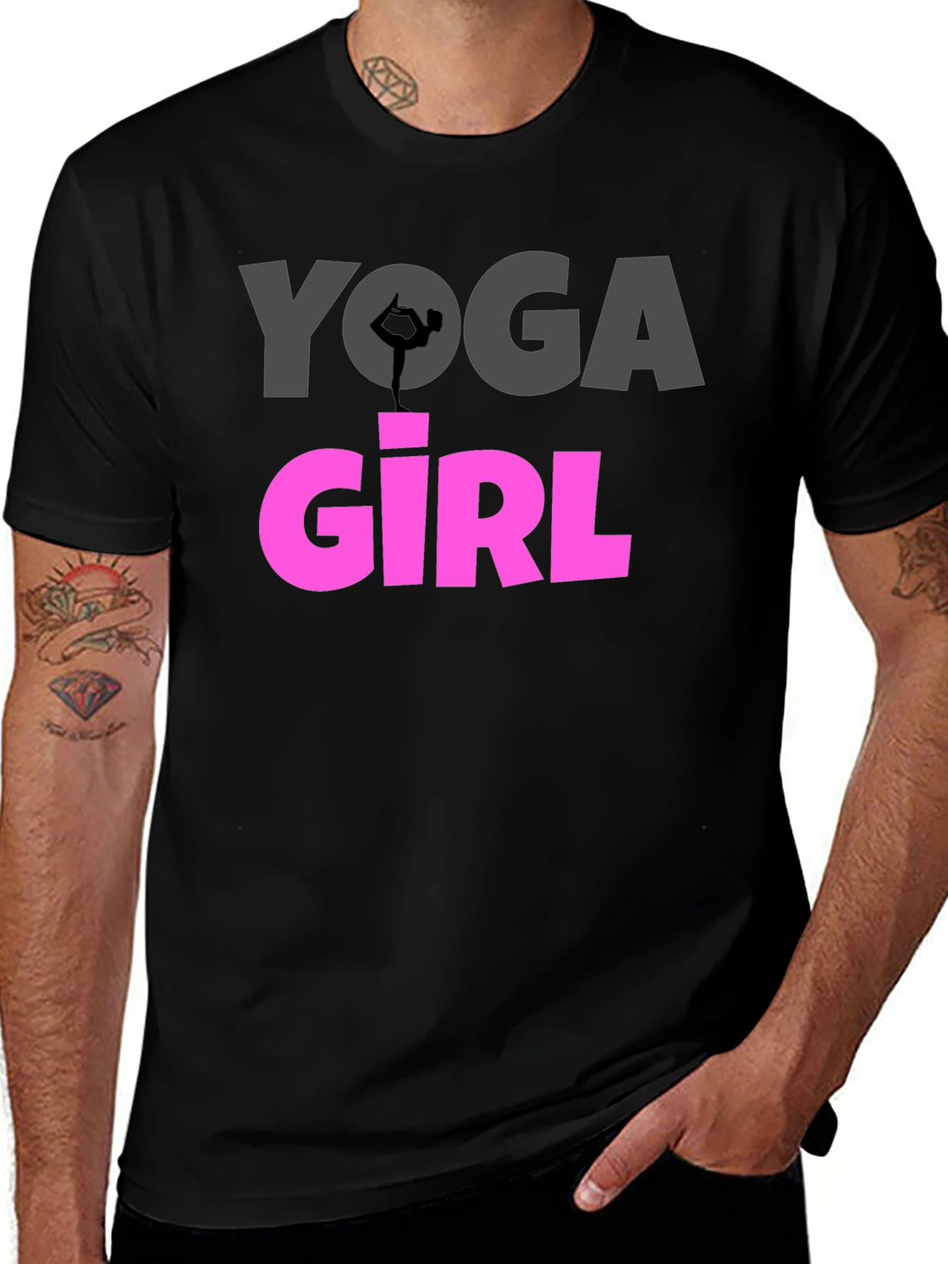 Yoga Girl Graphic Tee - Black Cotton T-Shirt