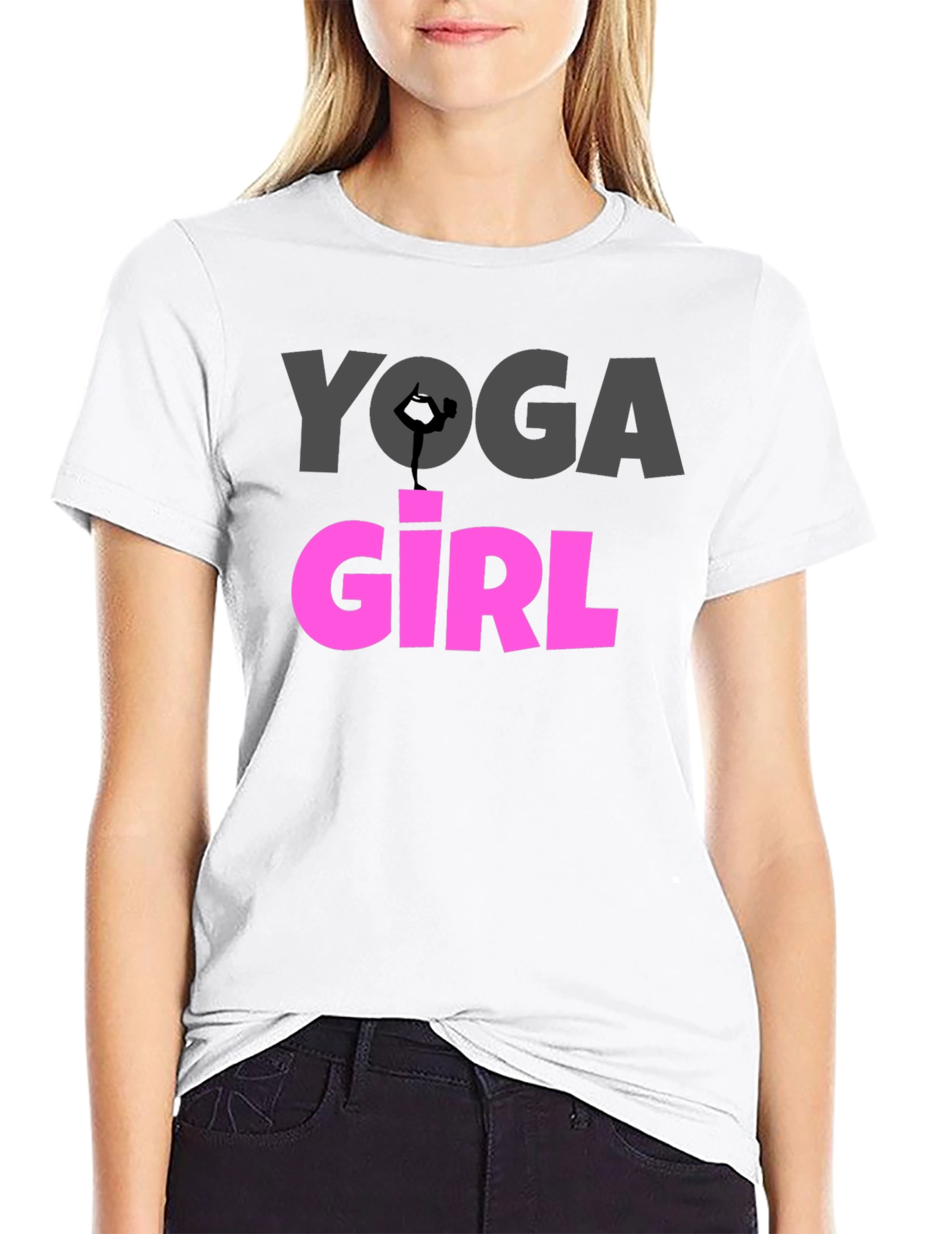 Yoga Girl Graphic Tee - Black Cotton T-Shirt