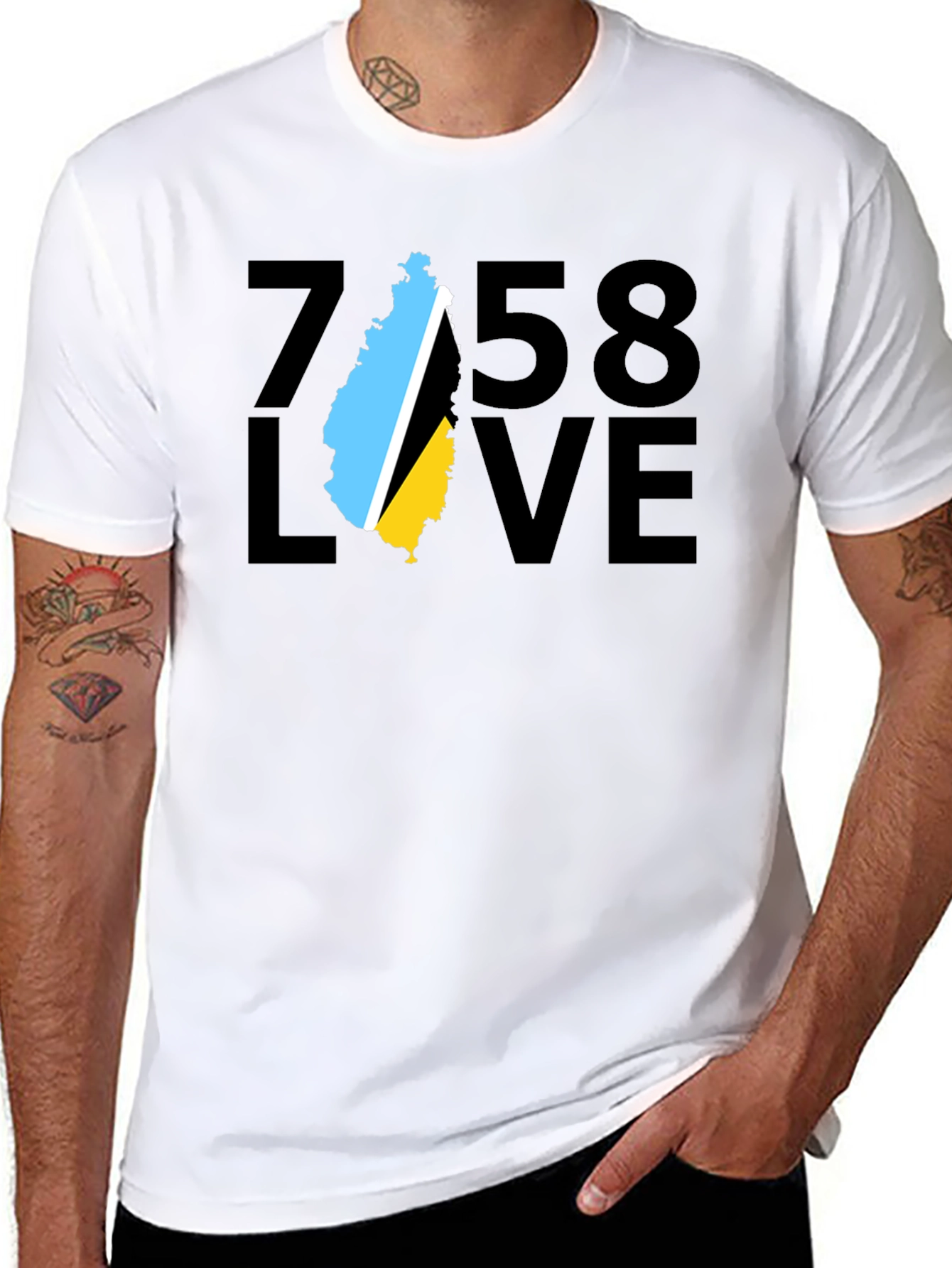 758 Love St. Lucia Flag T-Shirt