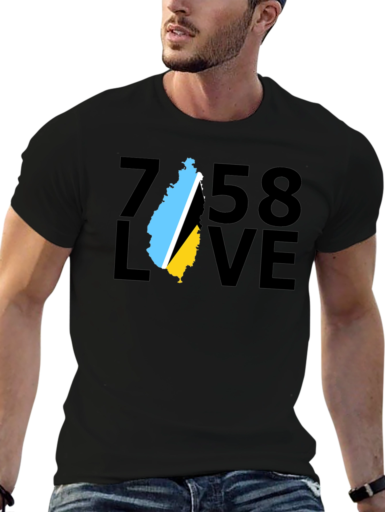 758 Love St. Lucia Flag T-Shirt