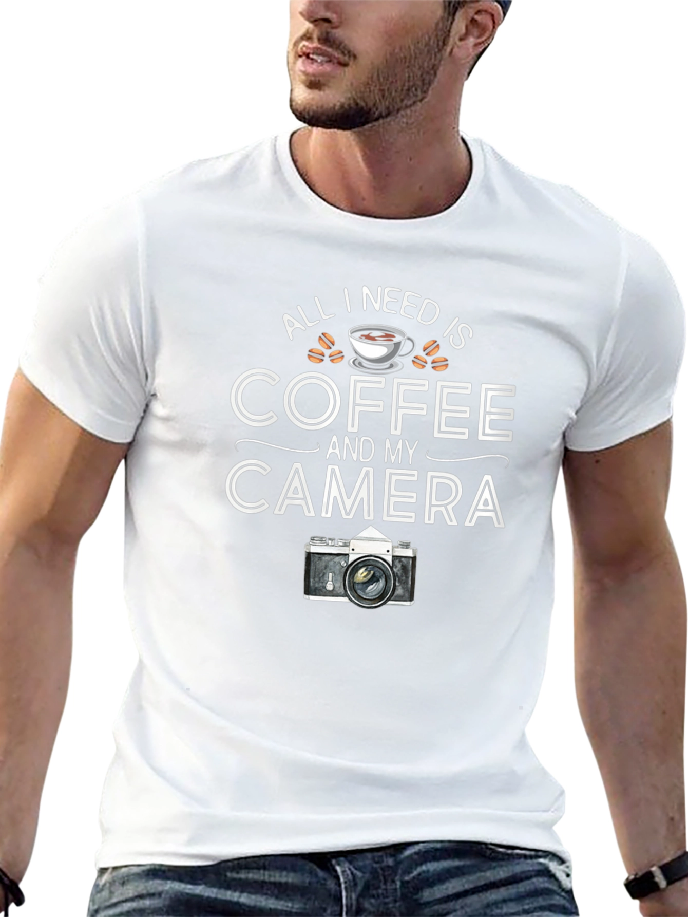 Coffee and Camera Black Graphic T-Shirt