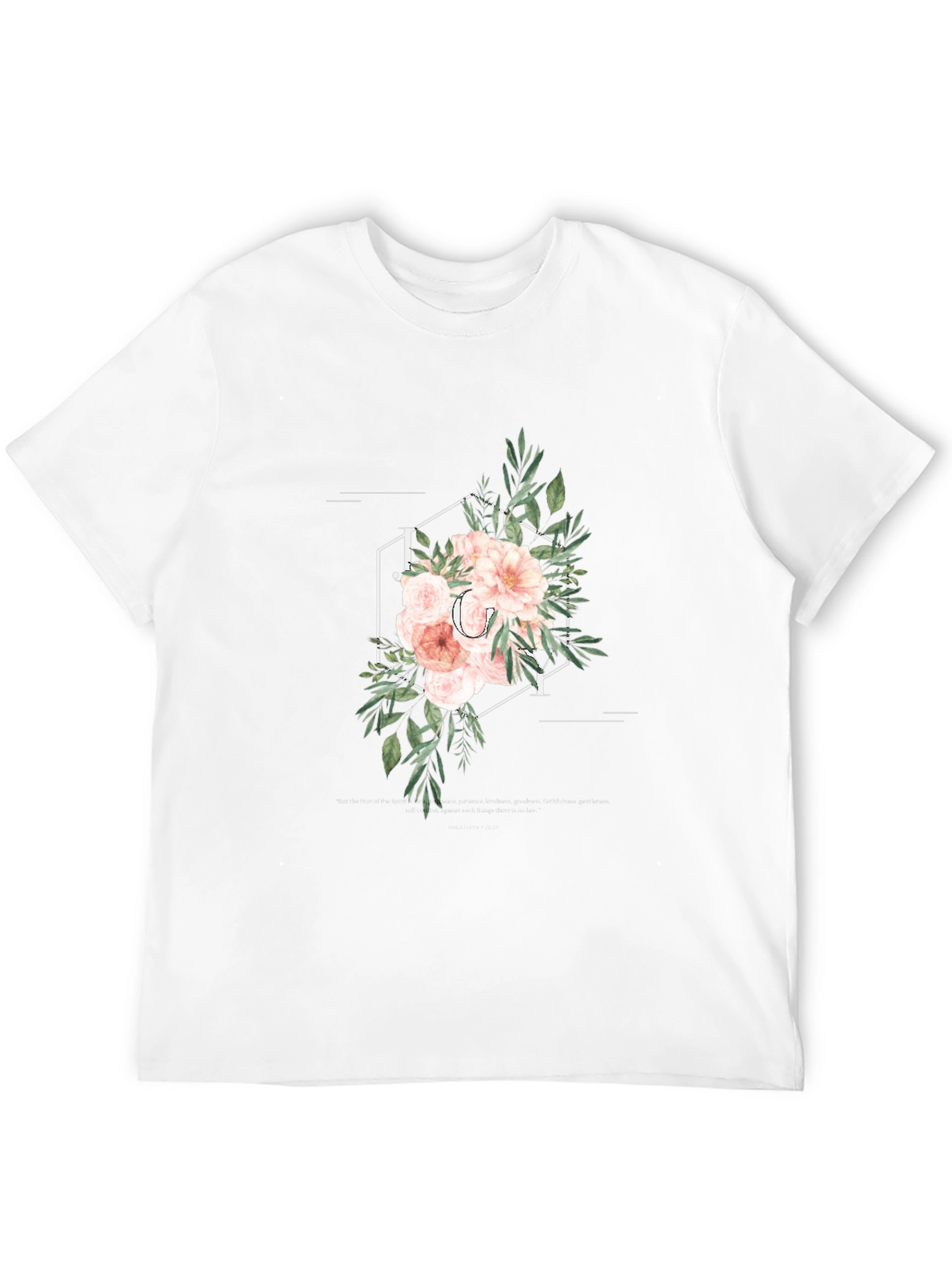 Floral Initial T-Shirt - Elegant Personalized Design