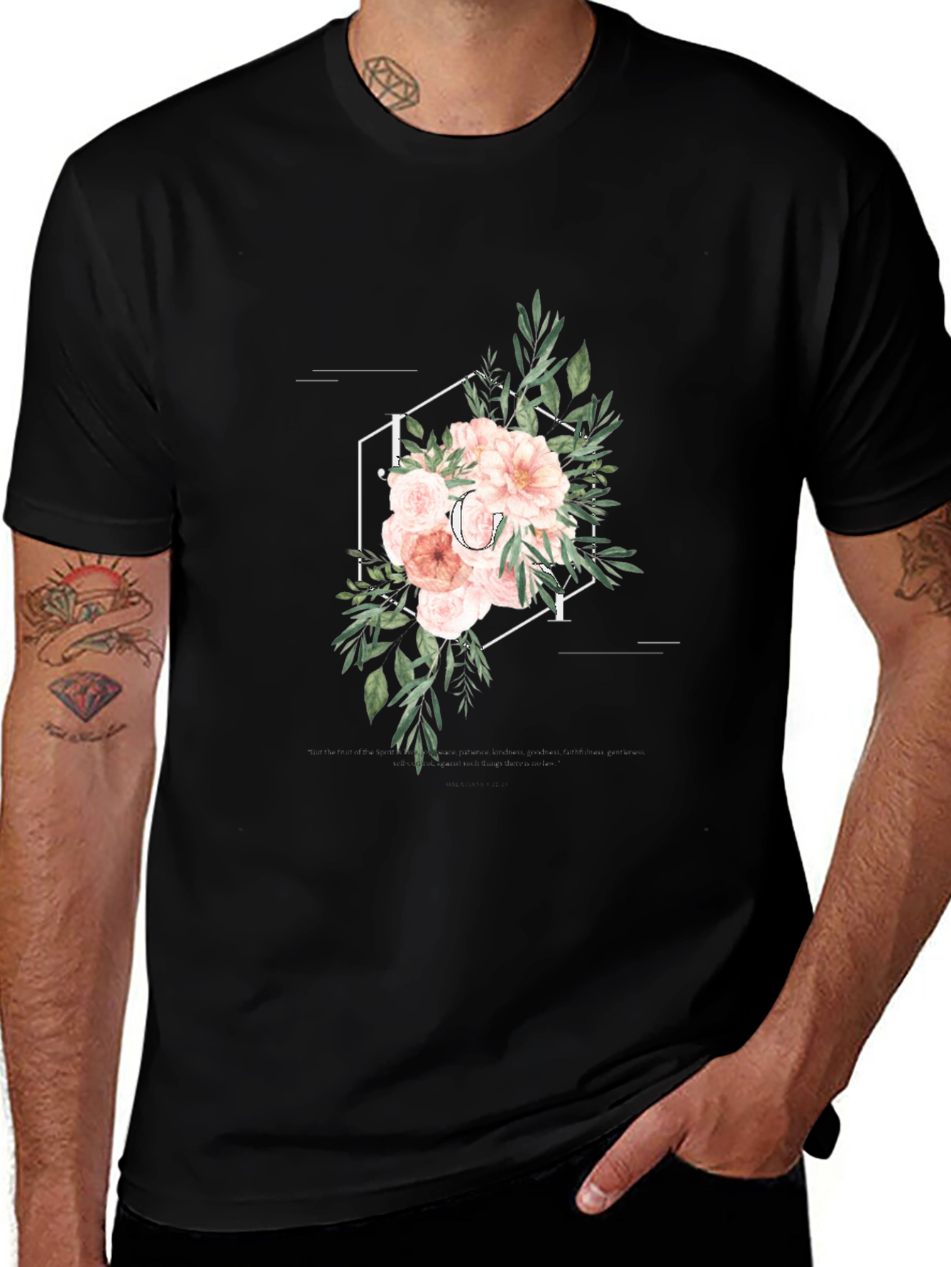 Floral Initial T-Shirt - Elegant Personalized Design