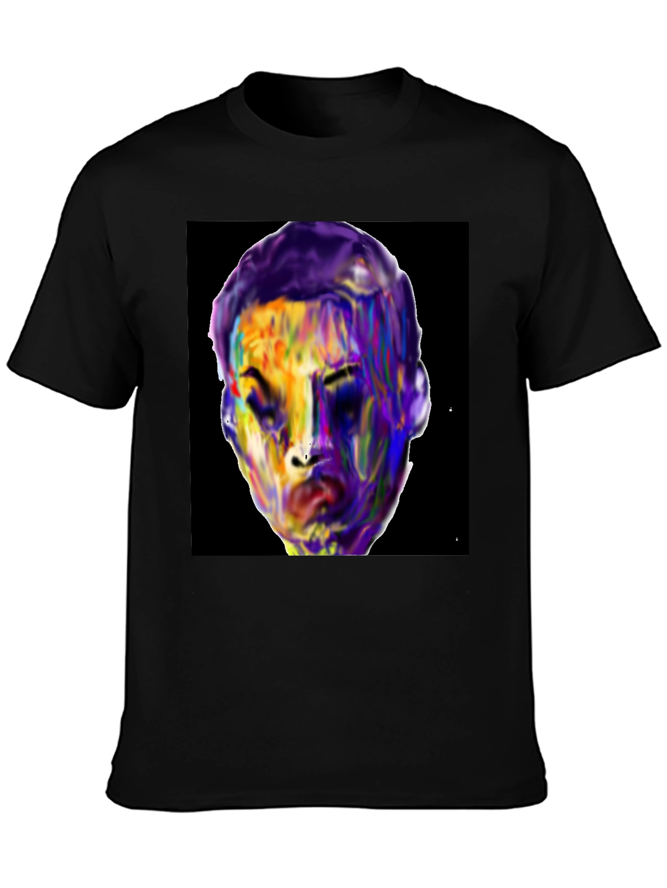 Vivid Face Graphic Tee - Black Cotton Blend