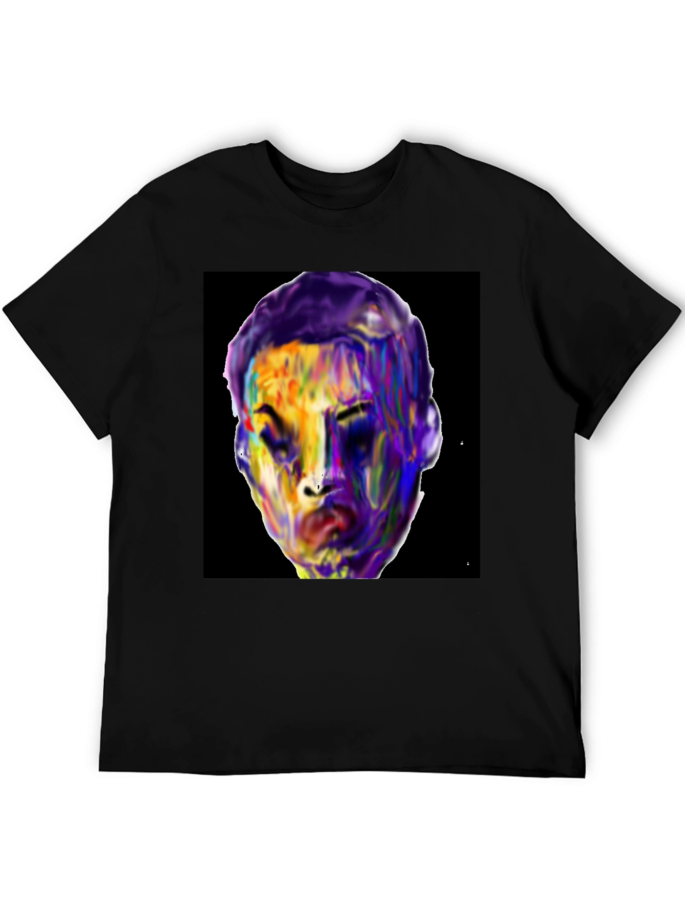 Vivid Face Graphic Tee - Black Cotton Blend