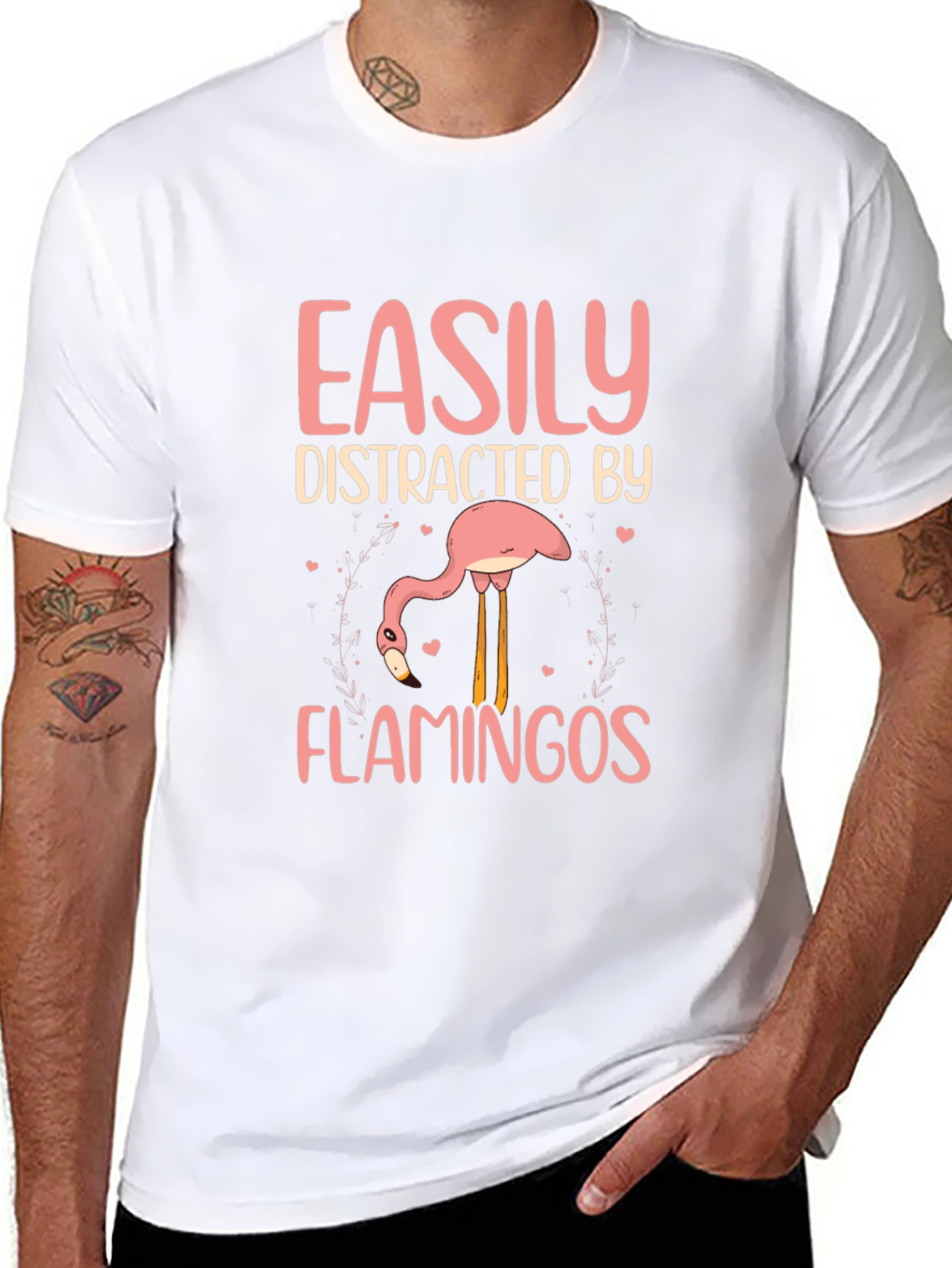 Easily Distracted by Flamingos Graphic T-Shirt