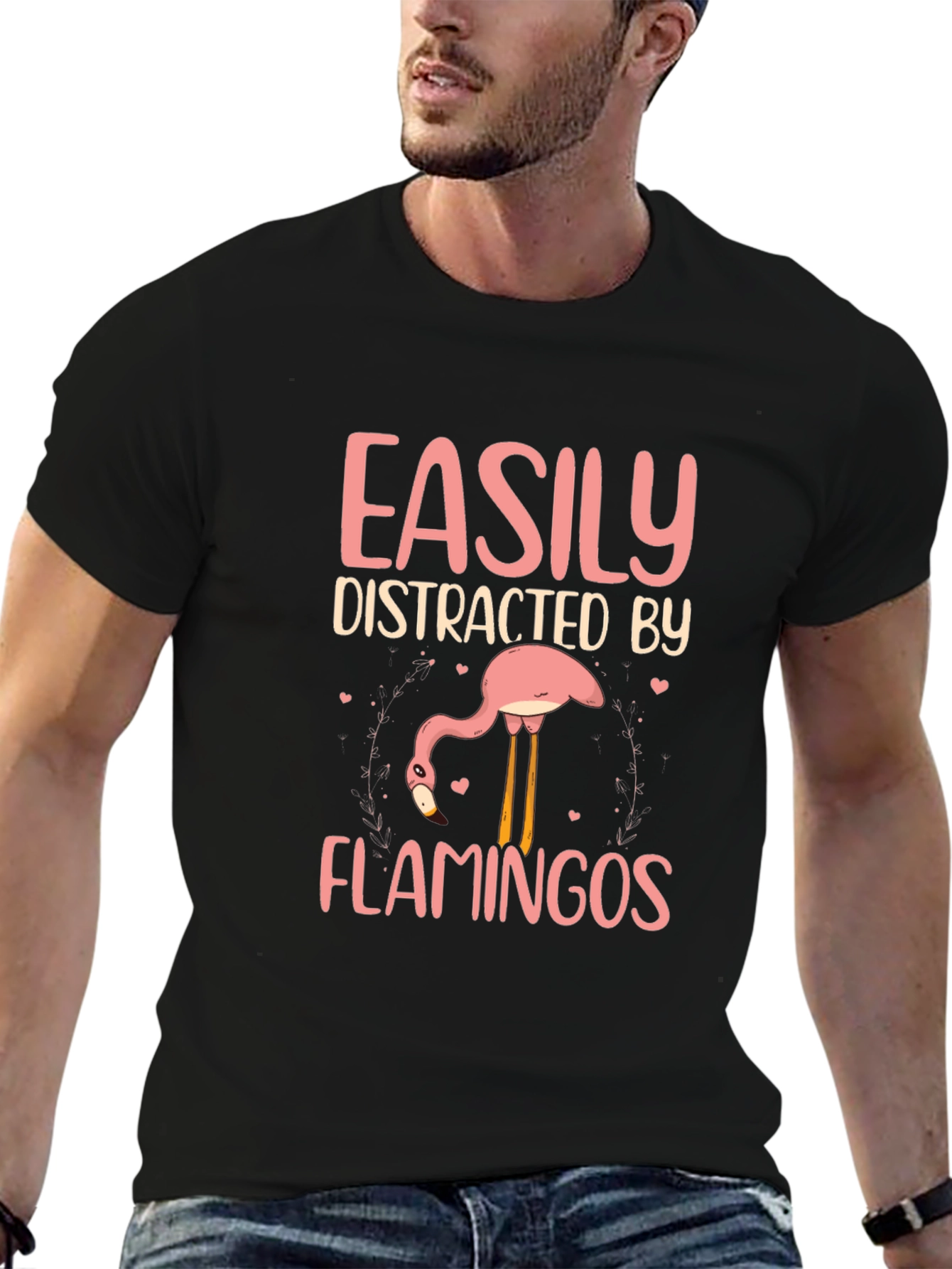 Easily Distracted by Flamingos Graphic T-Shirt