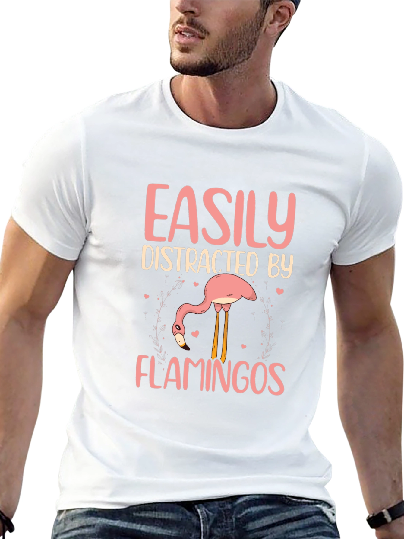 Easily Distracted by Flamingos Graphic T-Shirt
