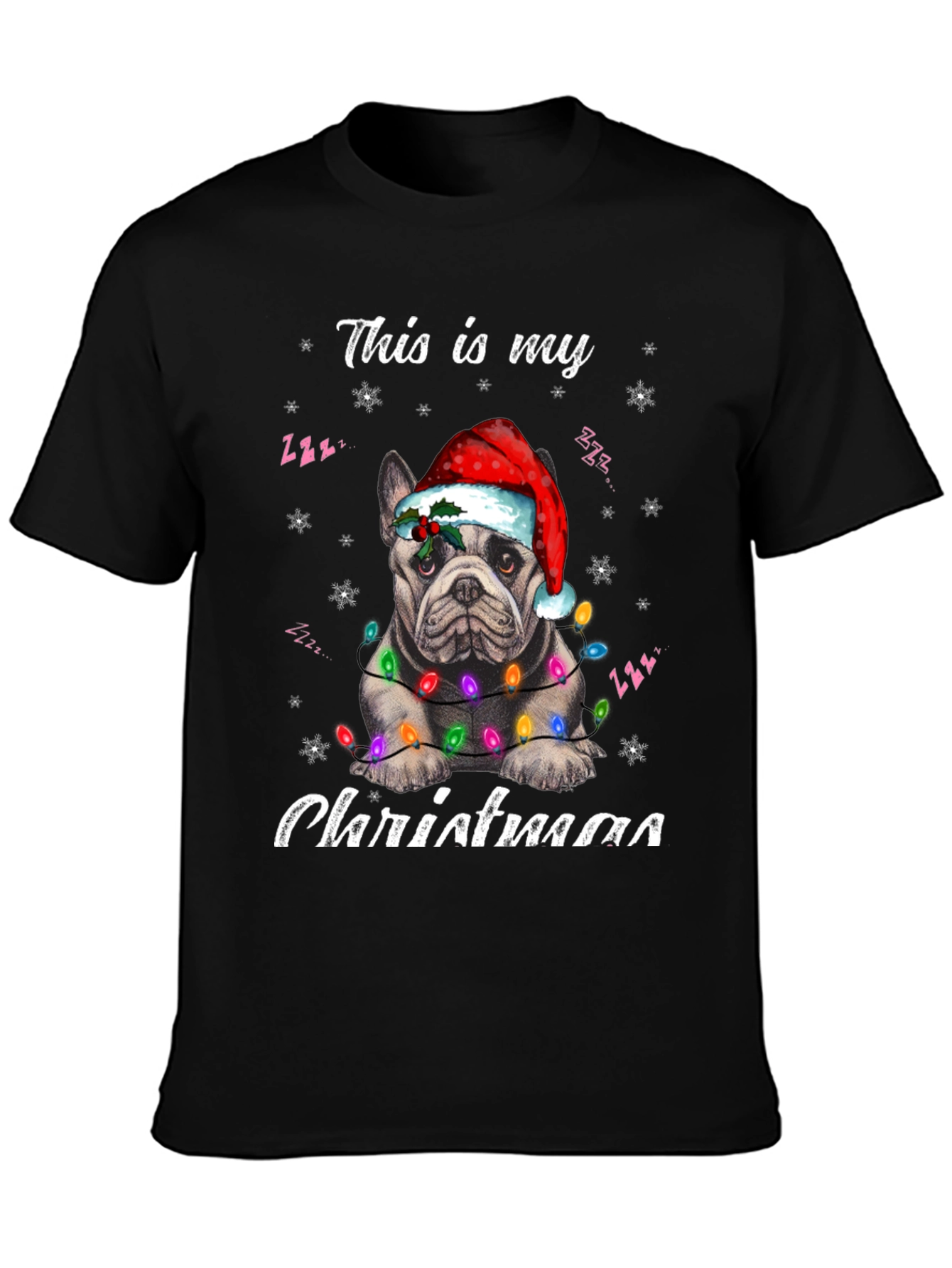 Dog Christmas T-Shirt with Santa Hat and Lights