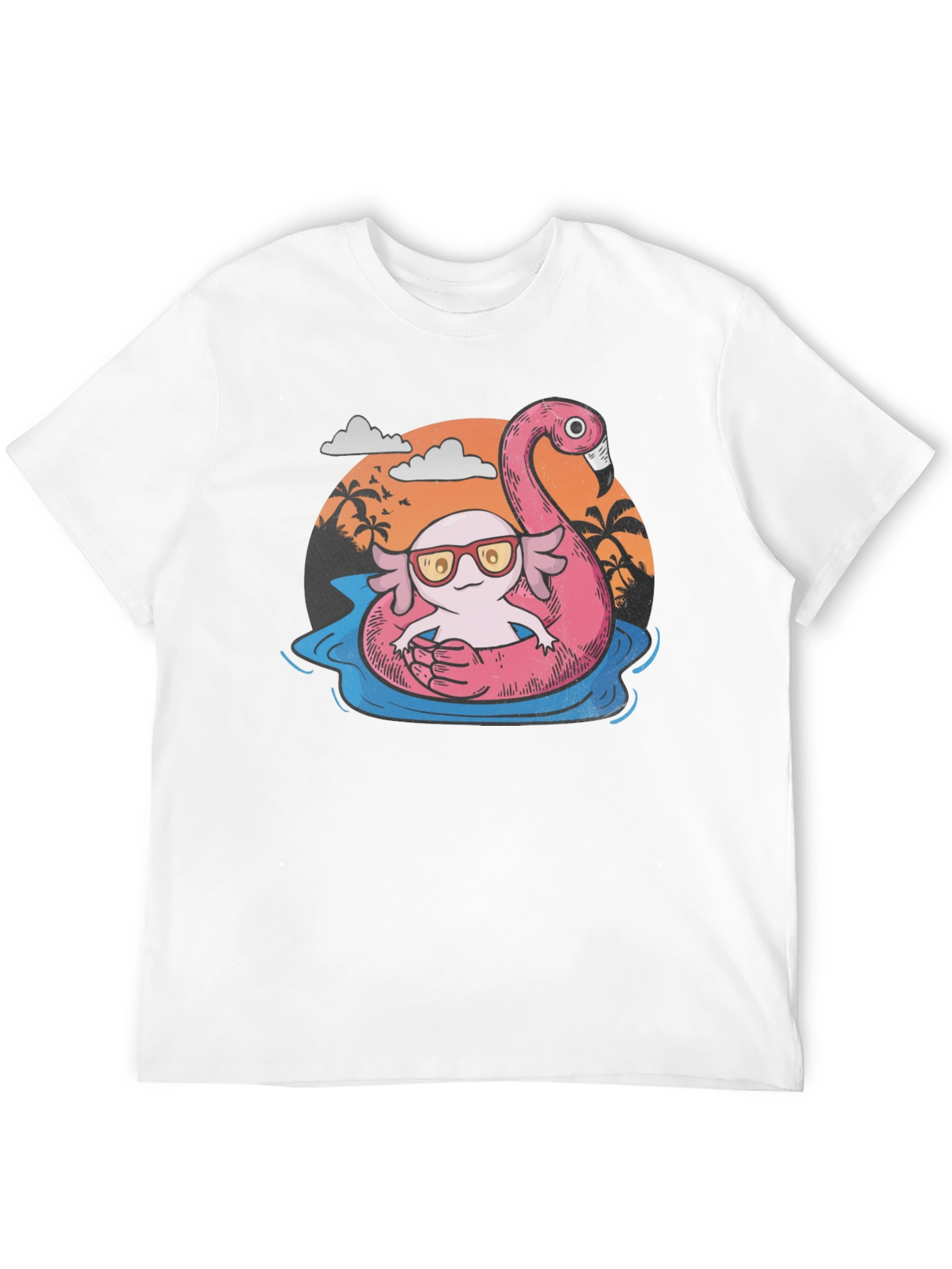 Cool Axolotl Flamingo Pool Float Graphic Tee