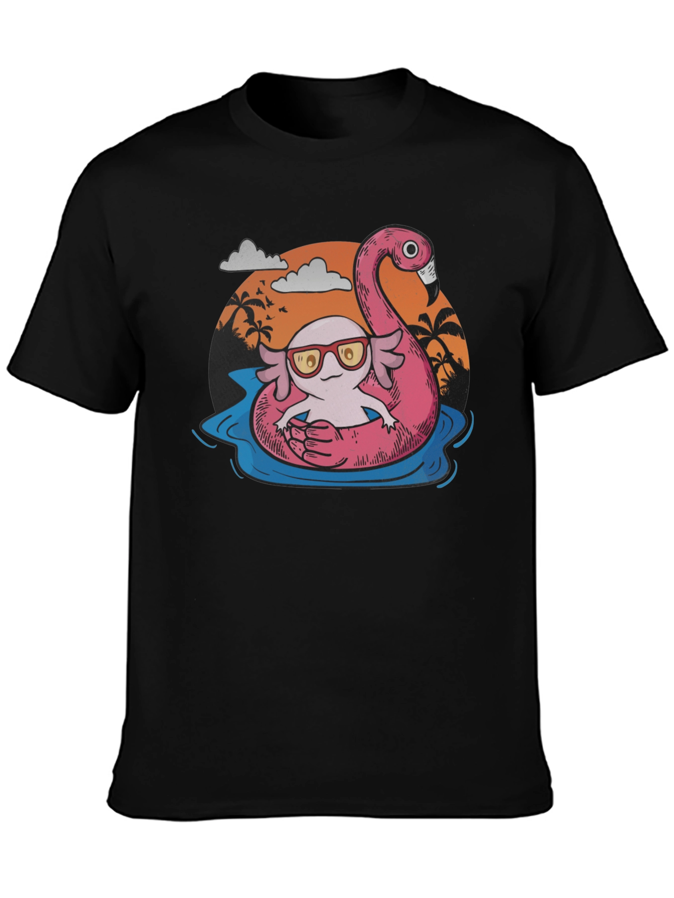 Cool Axolotl Flamingo Pool Float Graphic Tee