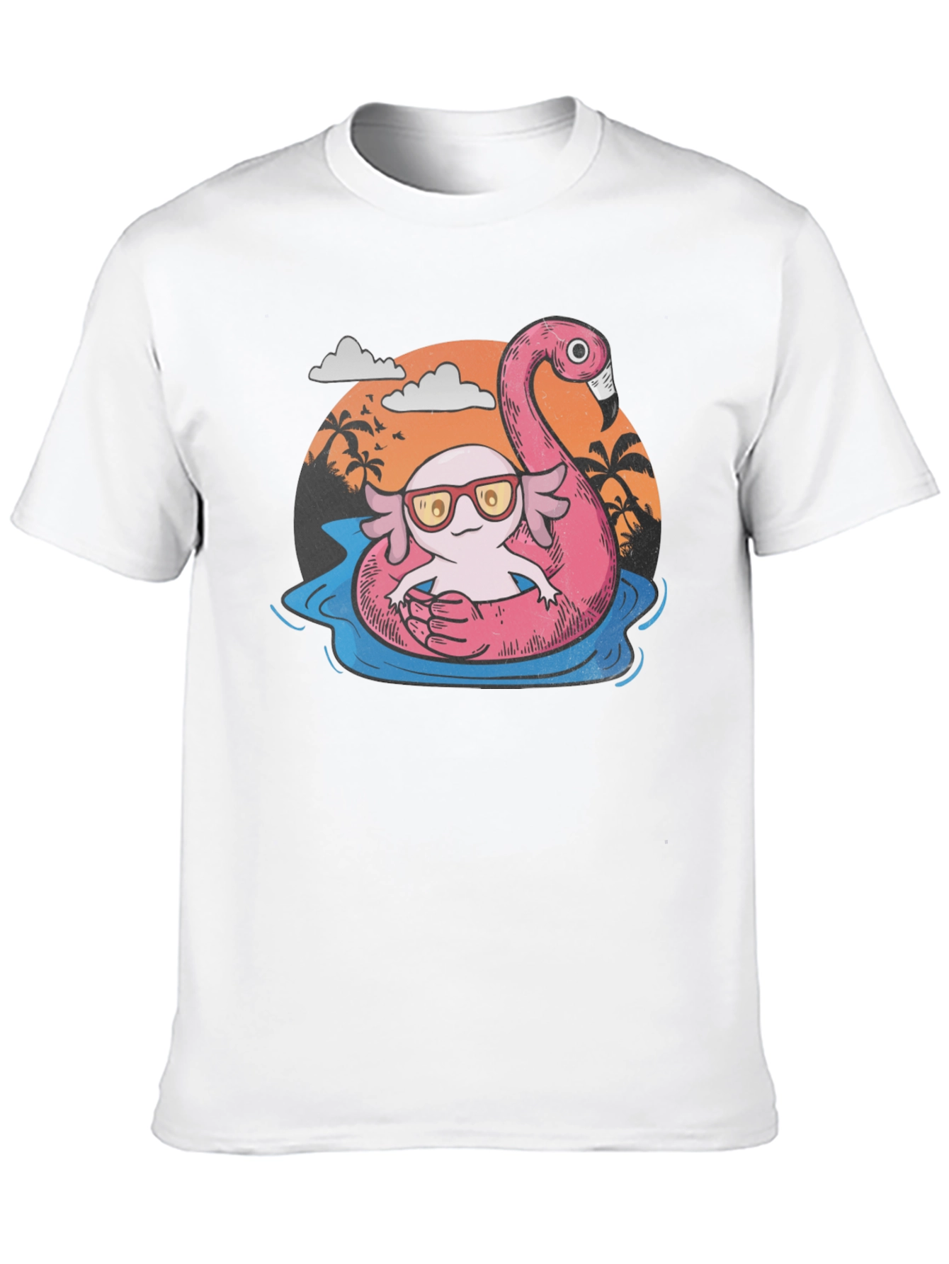 Cool Axolotl Flamingo Pool Float Graphic Tee