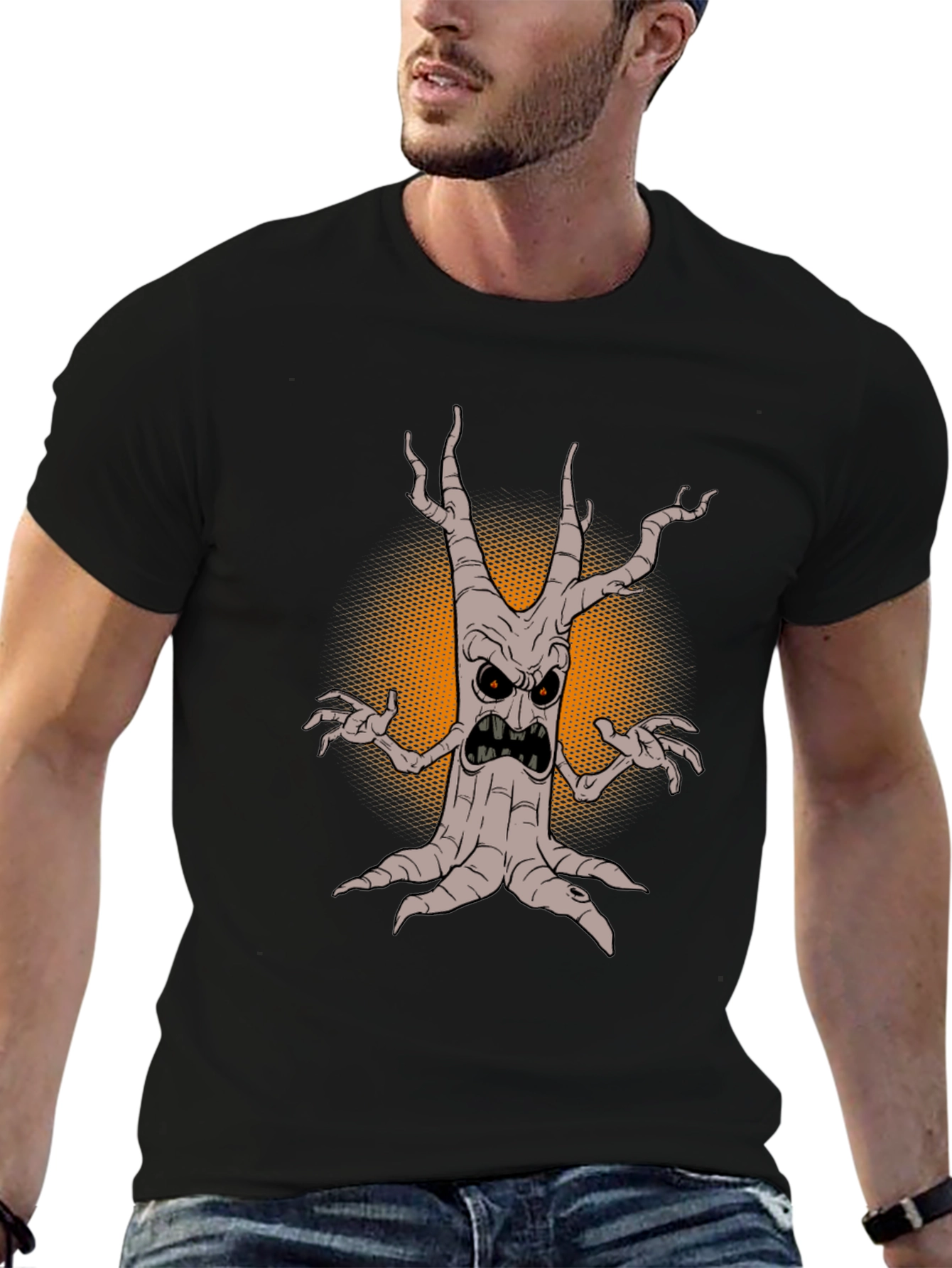 Mens Spooky Tree Graphic Tee - Halloween Style