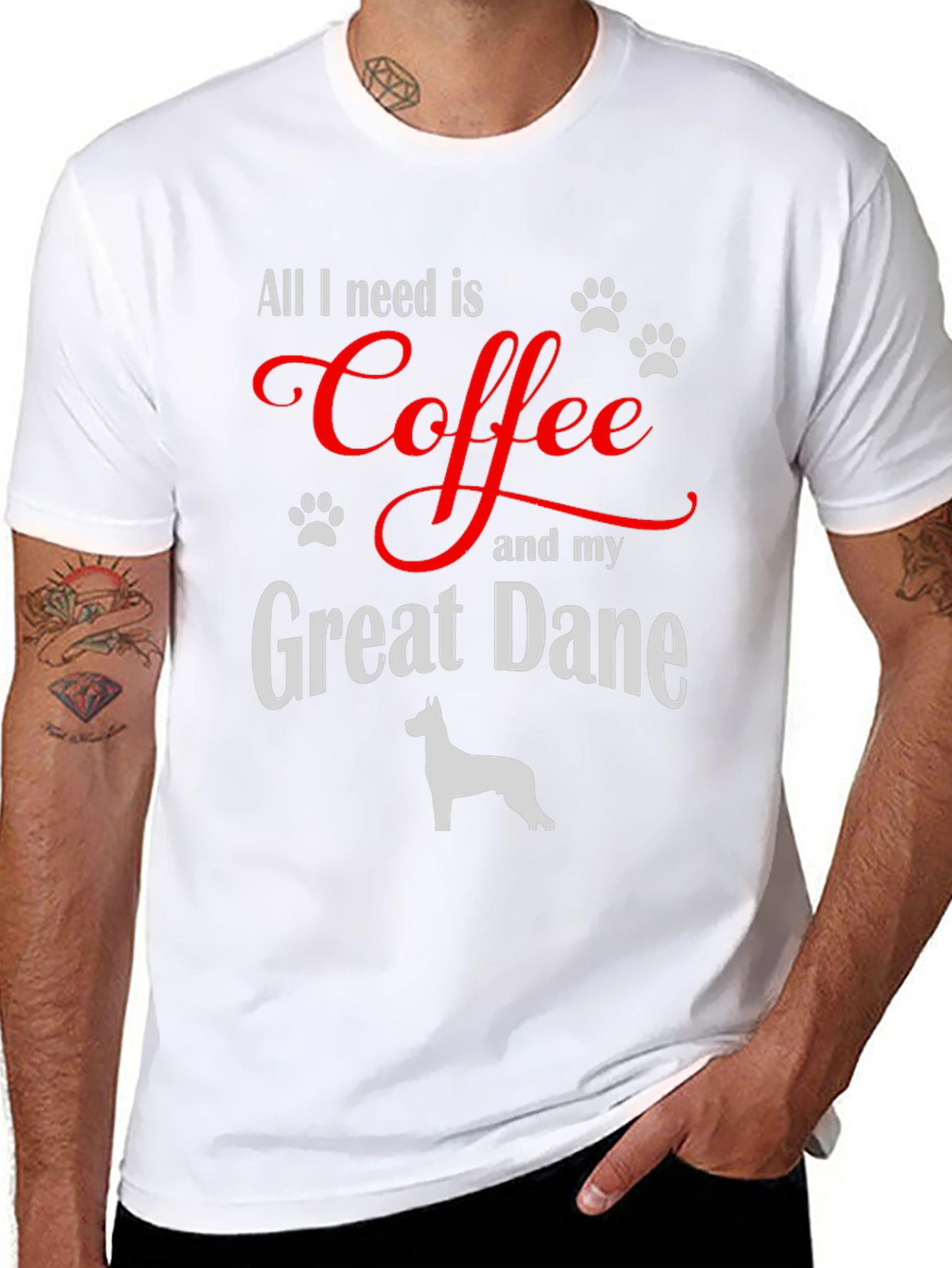 Coffee & Great Dane T-Shirt Dog Lover Tee