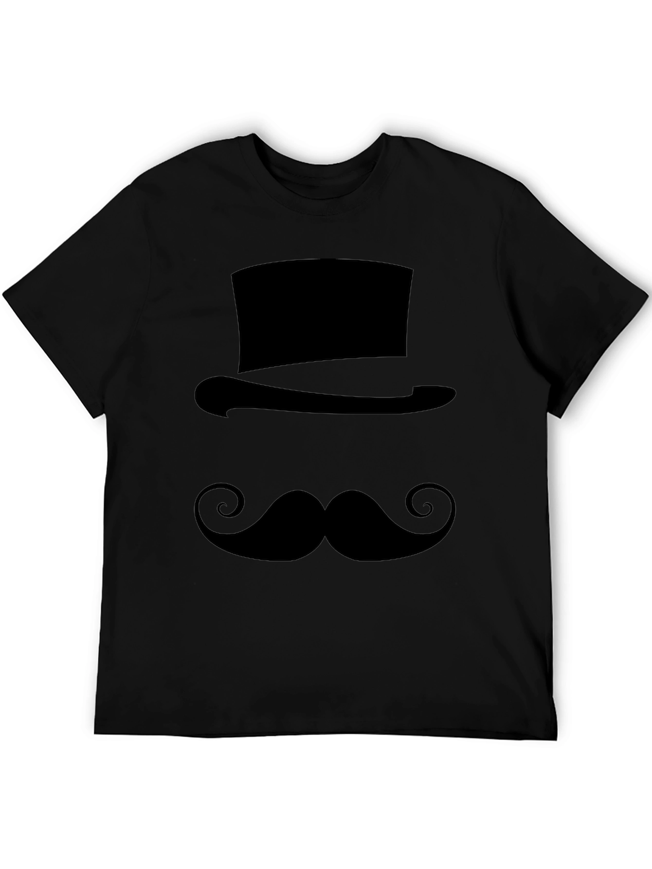 Top Hat and Mustache T-Shirt - Black