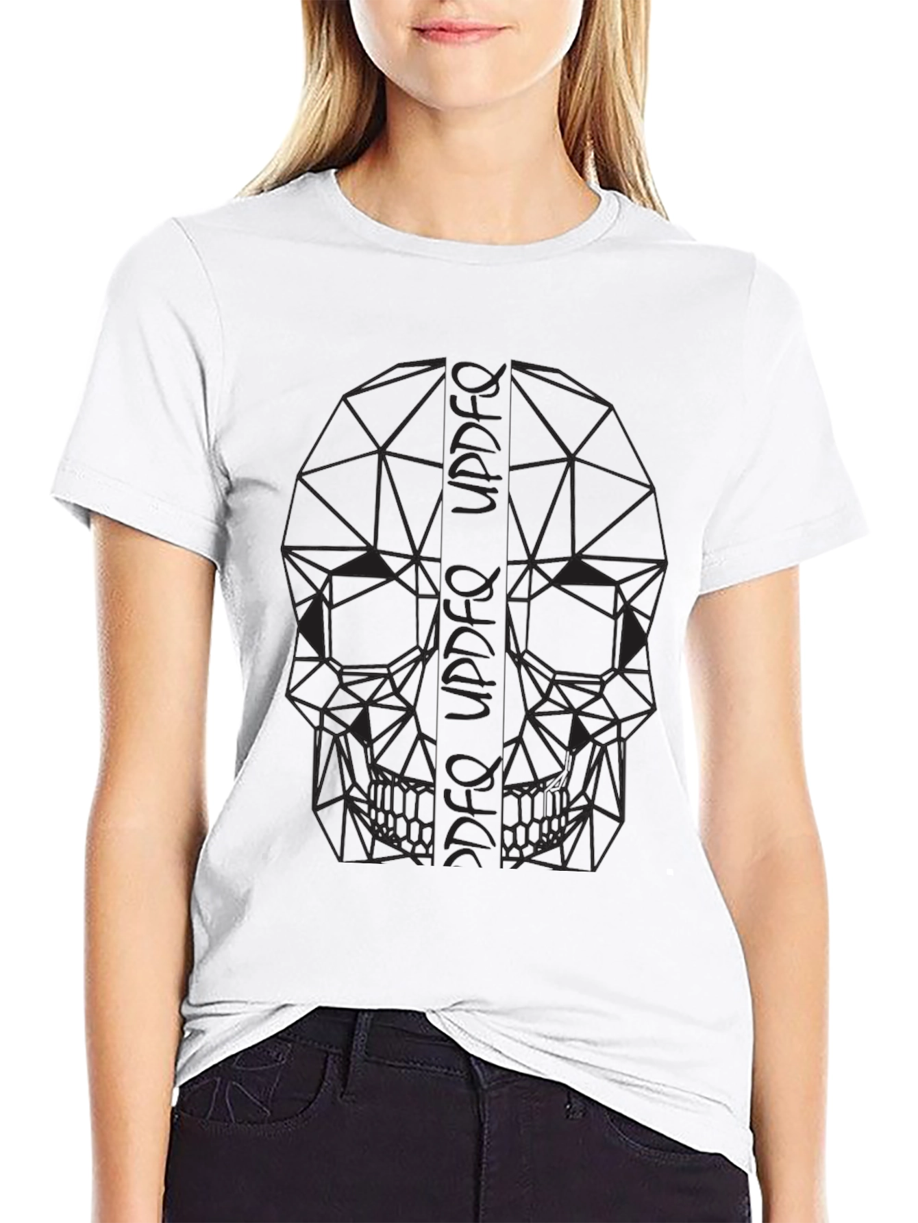 Geometric Skull Print Black T-Shirt