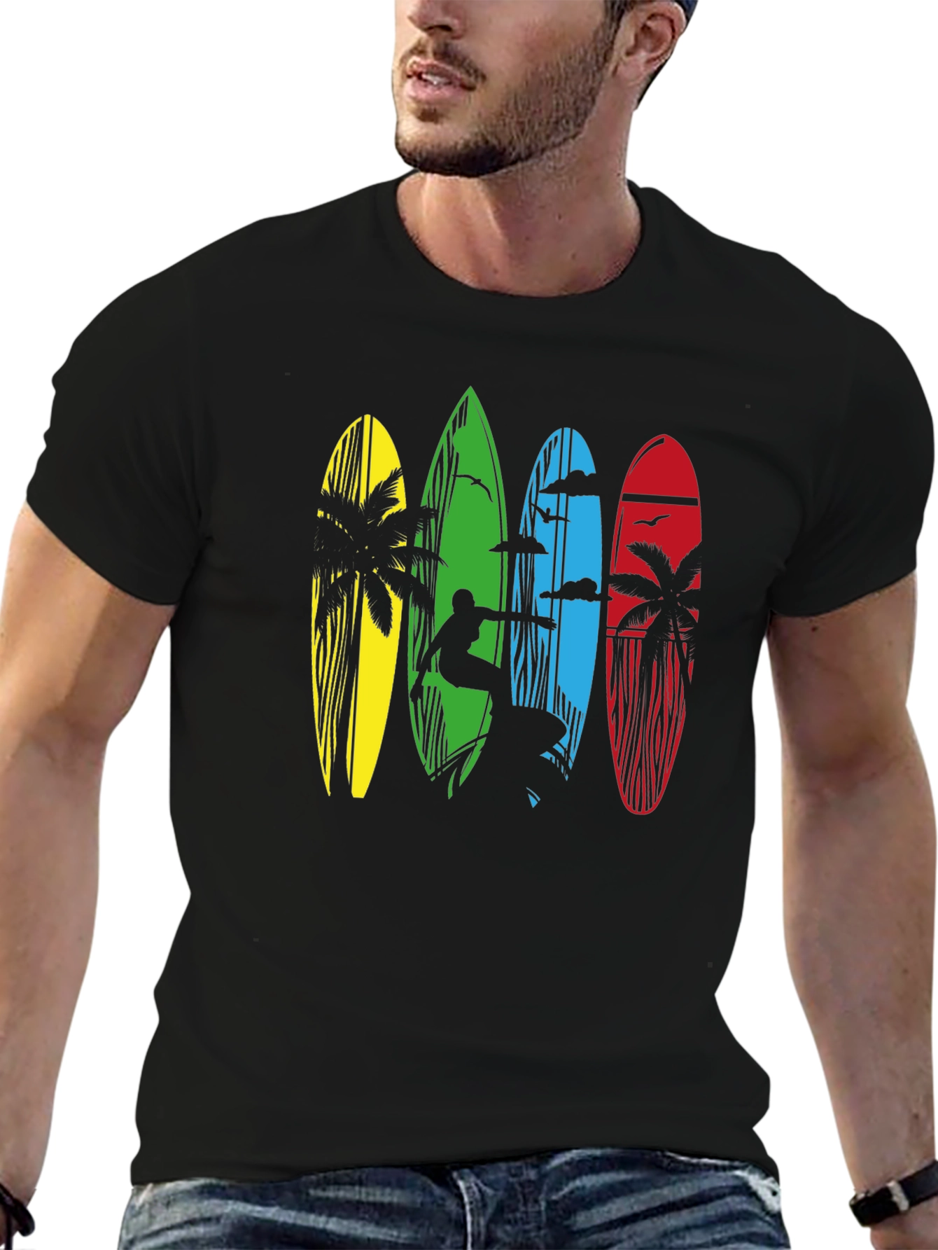 Surfboard Graphic Tee - Beach Style T-Shirt