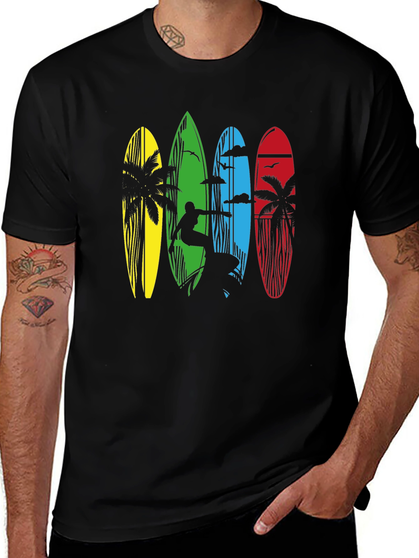 Surfboard Graphic Tee - Beach Style T-Shirt