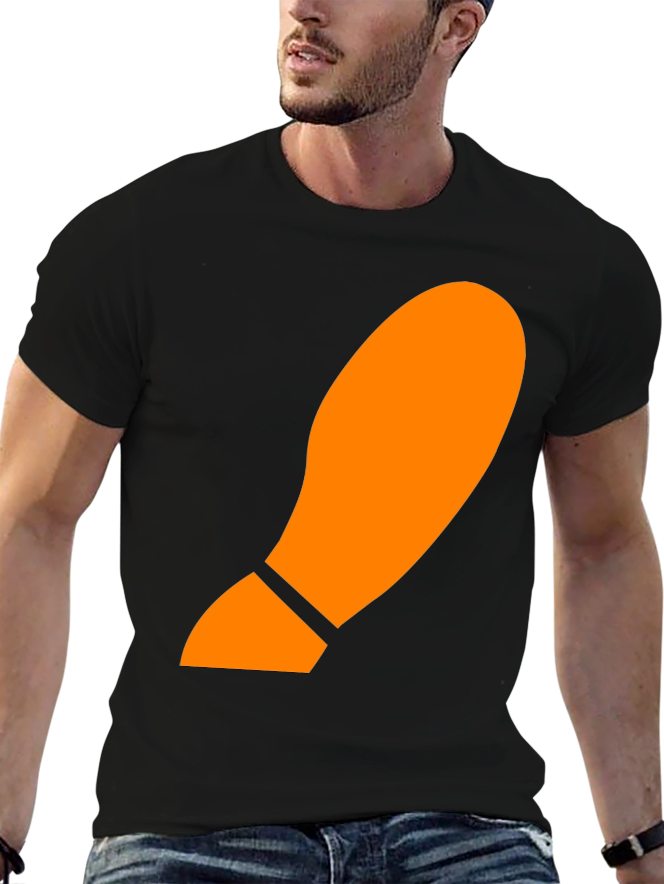 Orange Footprint Graphic Black T-Shirt