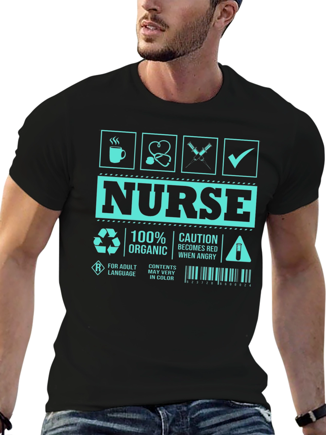 Humorous Nurse T-Shirt - Caution Red When Angry