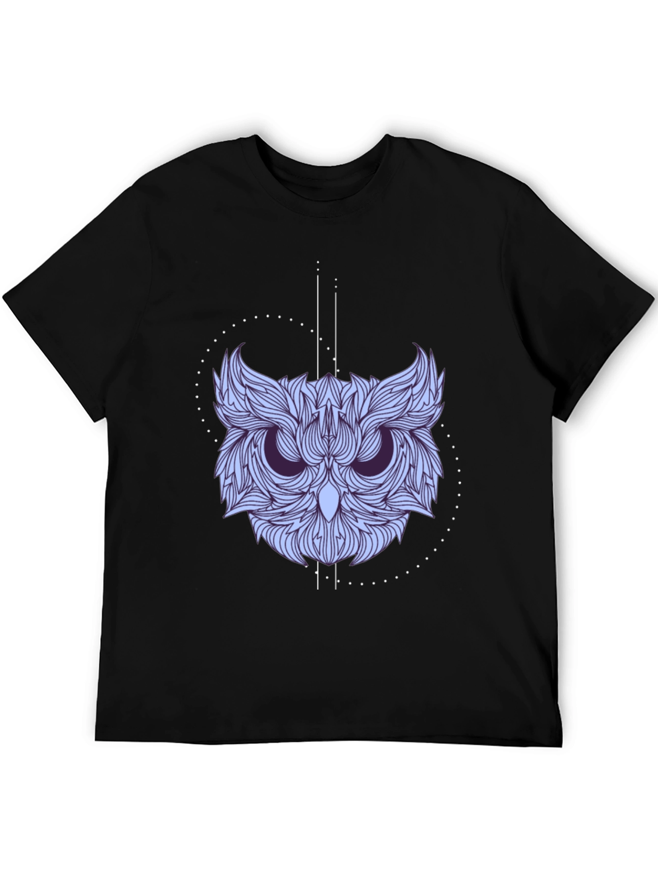 Geometric Owl Graphic Print Black Tee