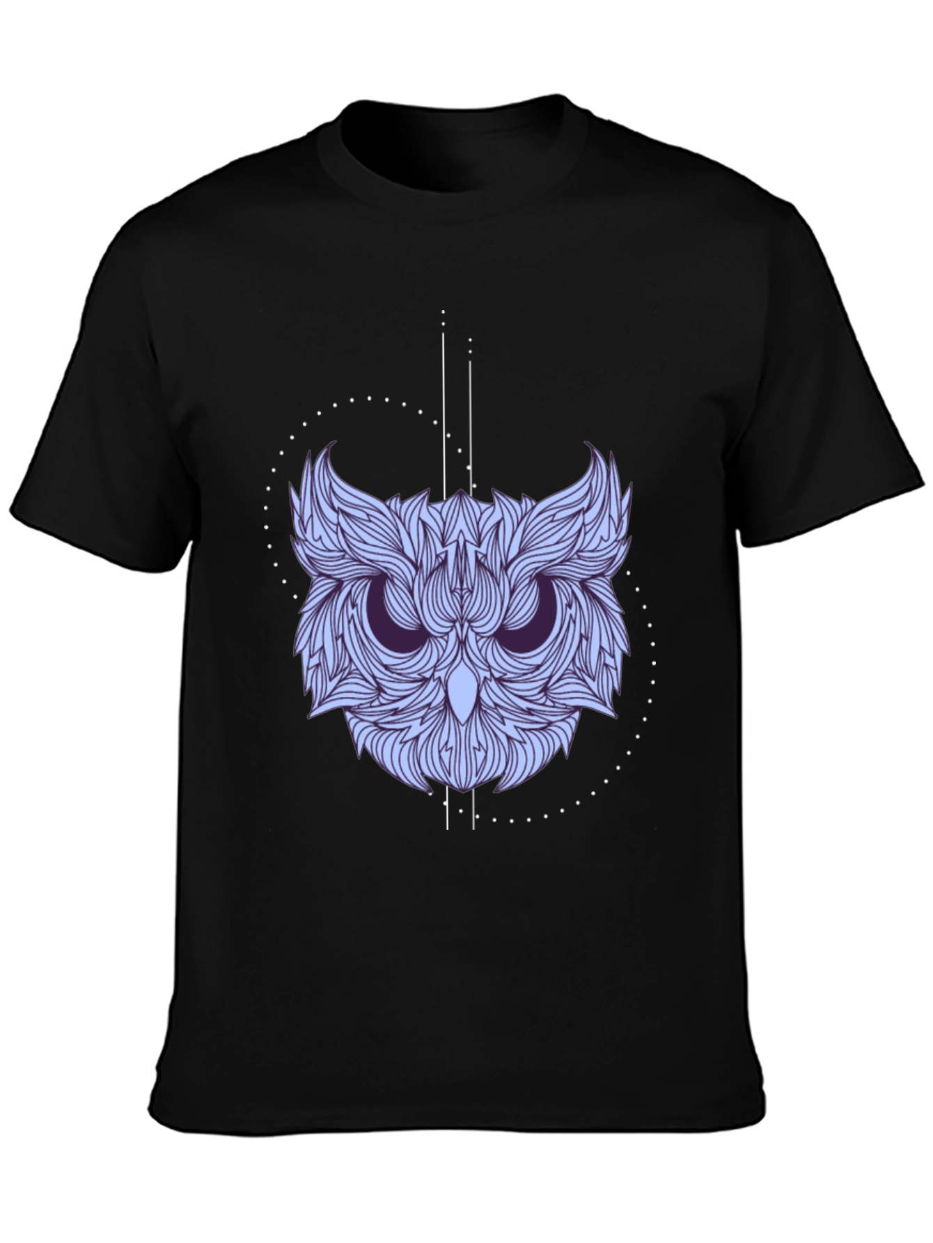 Geometric Owl Graphic Print Black Tee