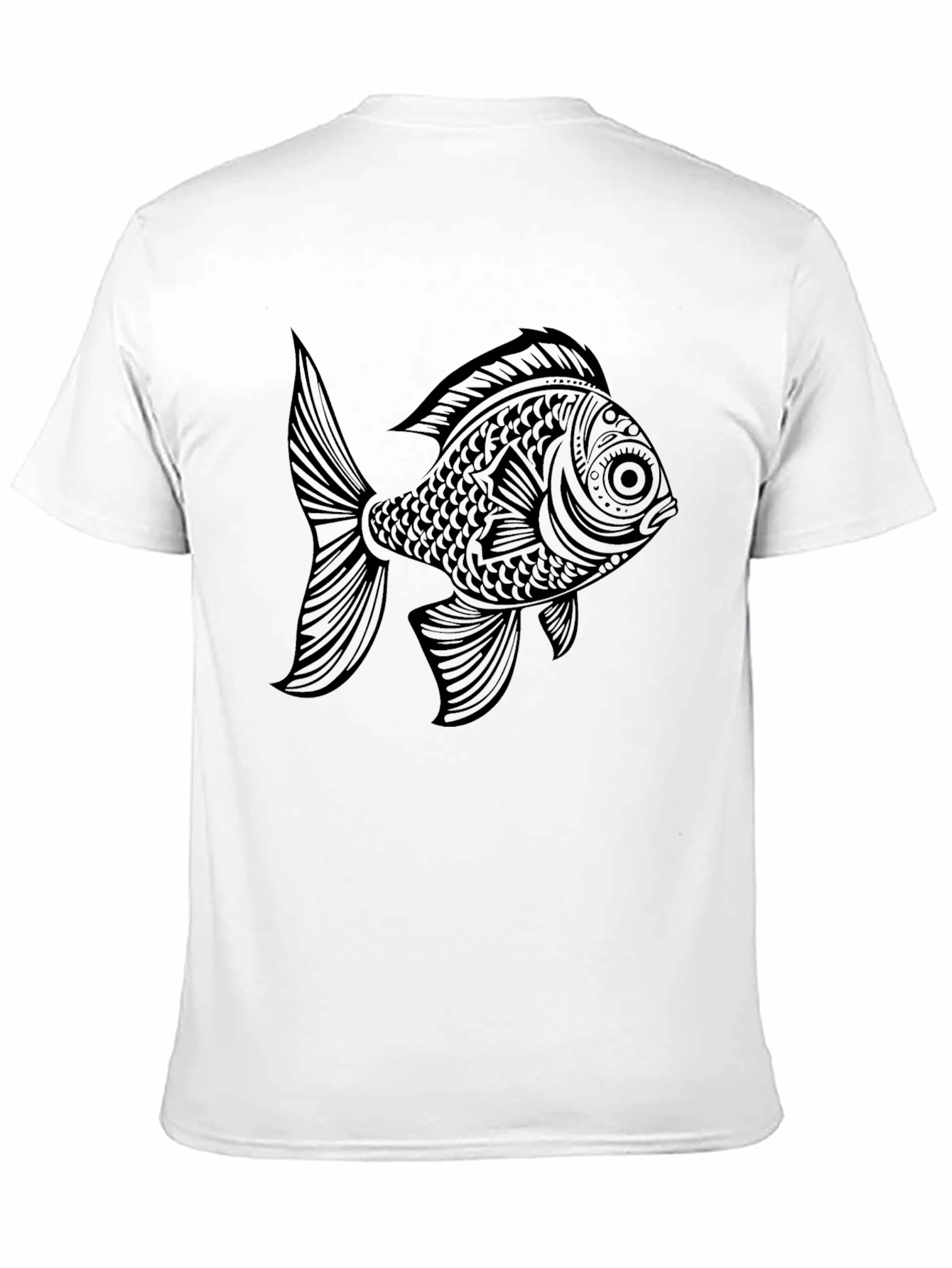 Black T-Shirt with Ornate Fish Graphic