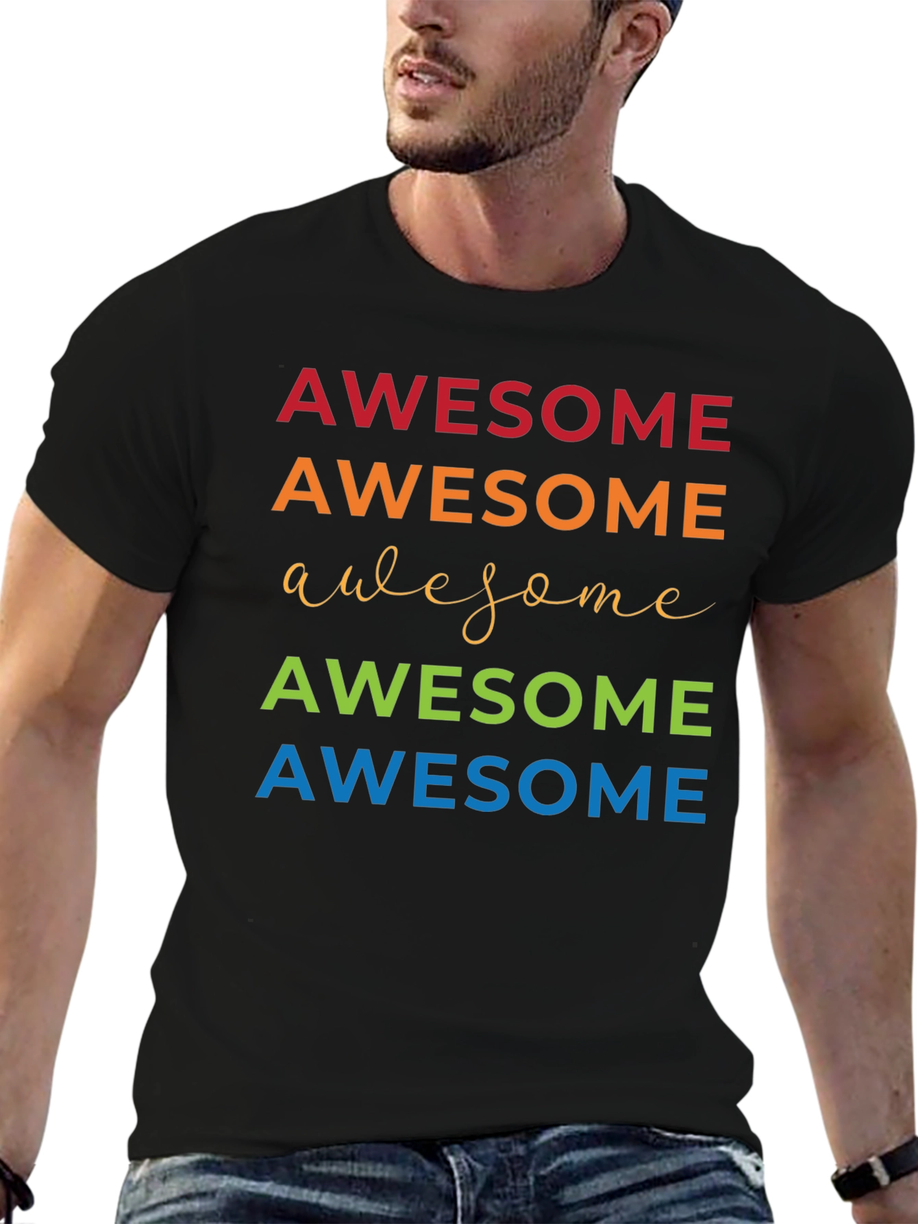 Awesome Graphic Tee - Stylish Mens Black T-Shirt