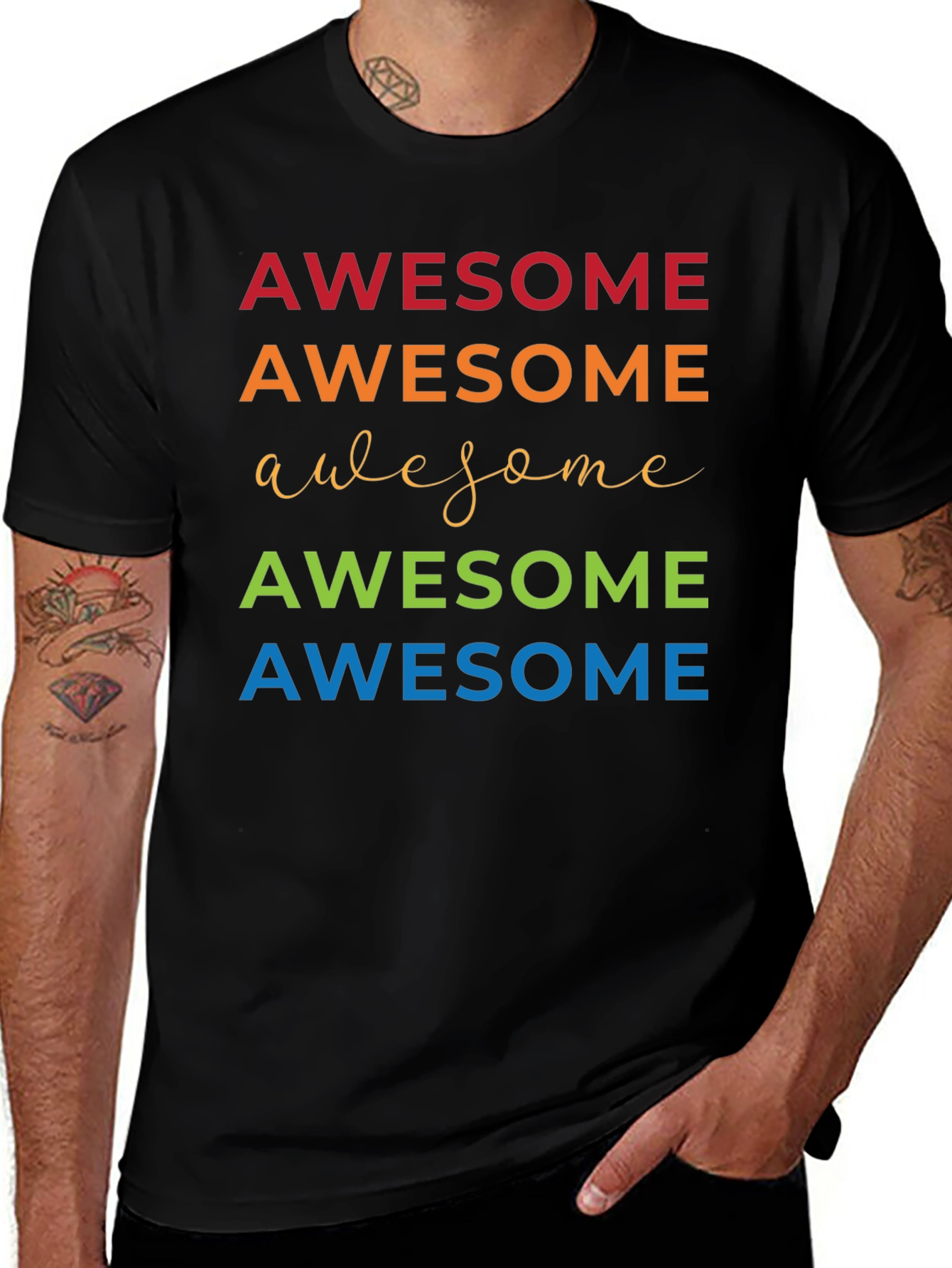 Awesome Graphic Tee - Stylish Mens Black T-Shirt