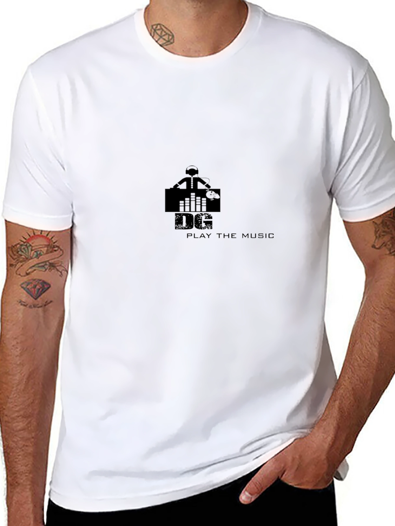 DJ Play the Music Black Graphic Tee