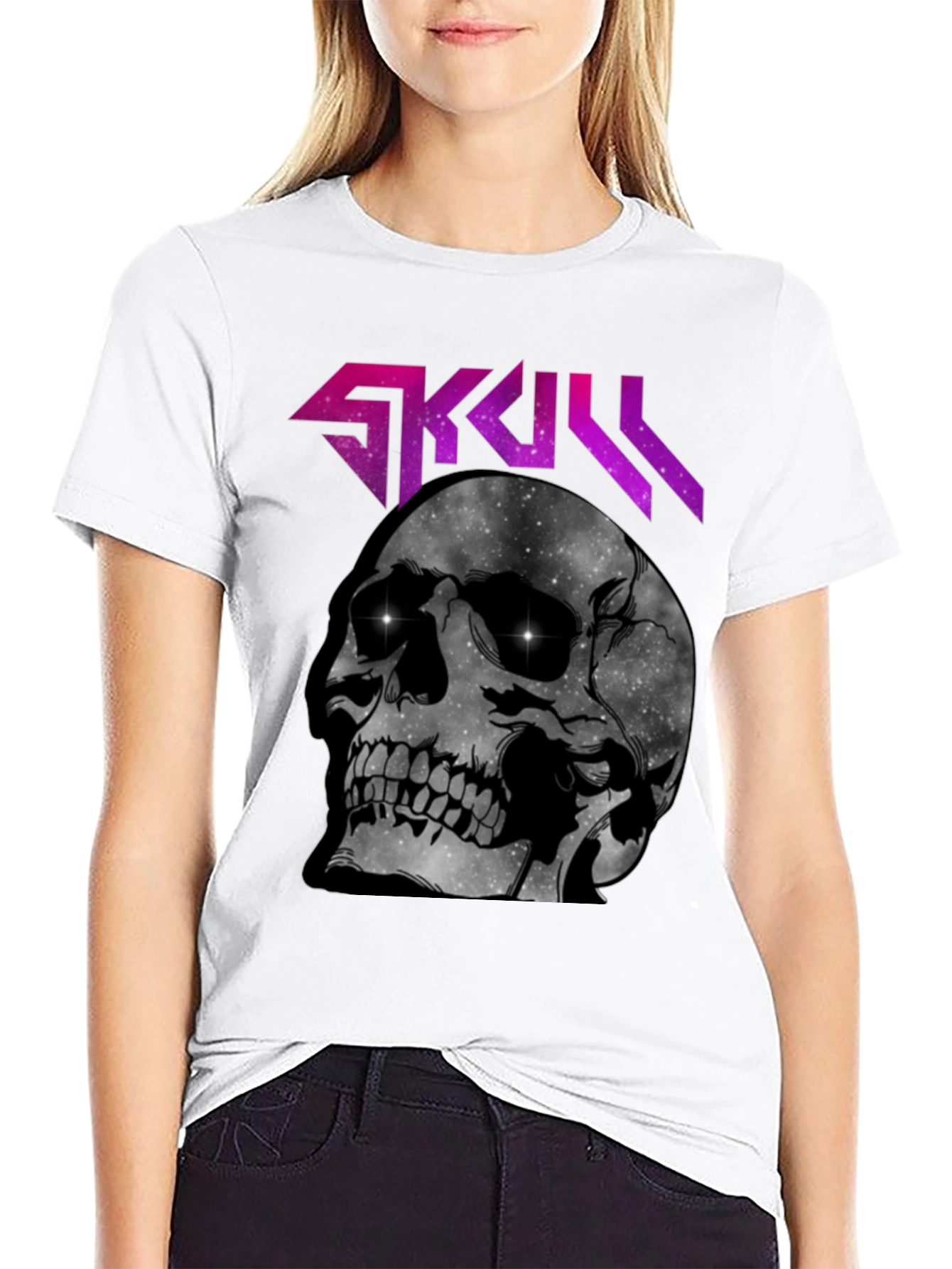 Skull Galaxy Graphic T-Shirt - Dark Style