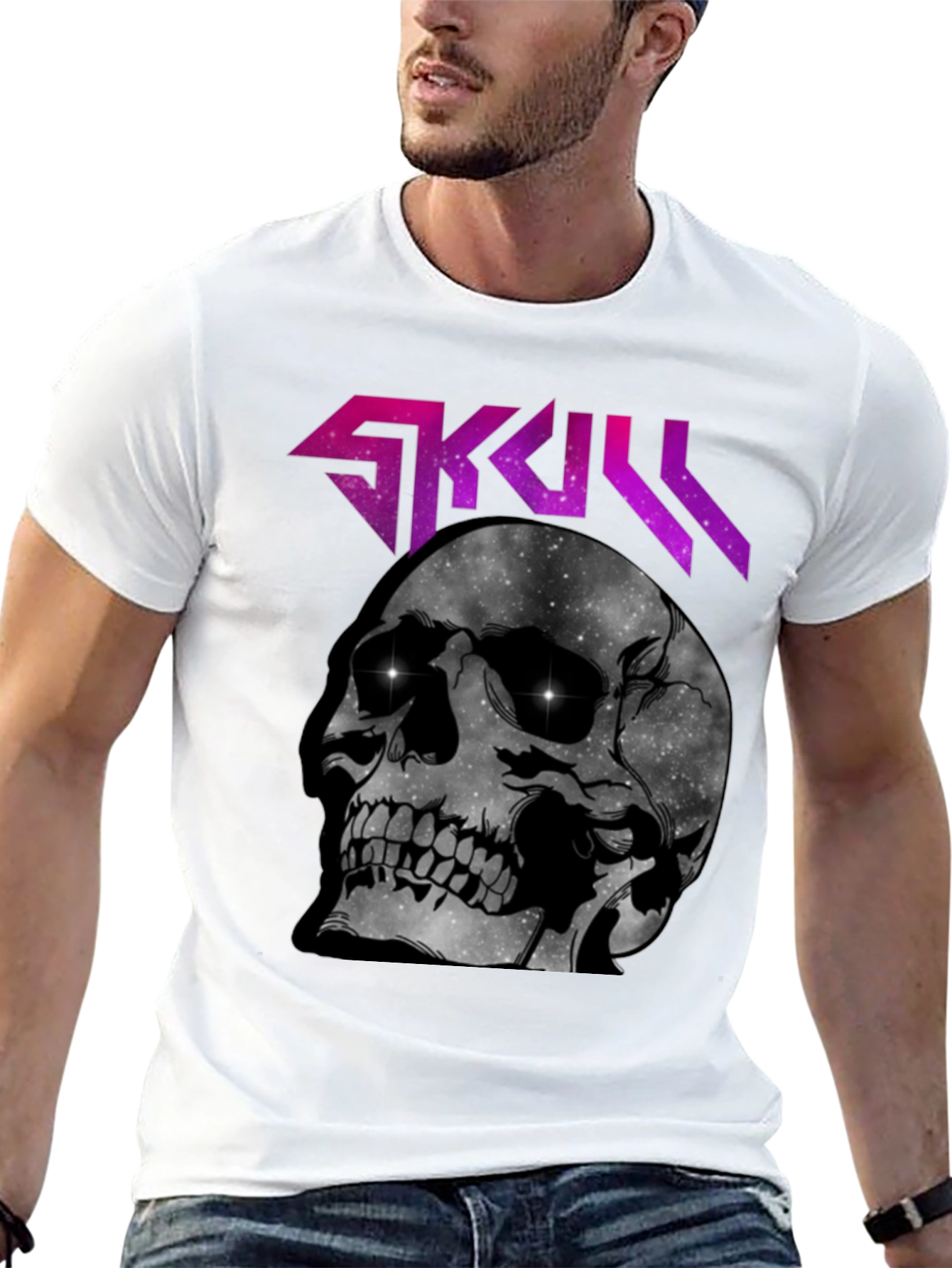 Skull Galaxy Graphic T-Shirt - Dark Style