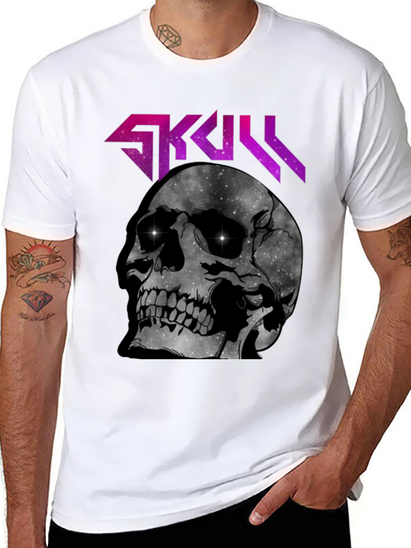 Skull Galaxy Graphic T-Shirt - Dark Style