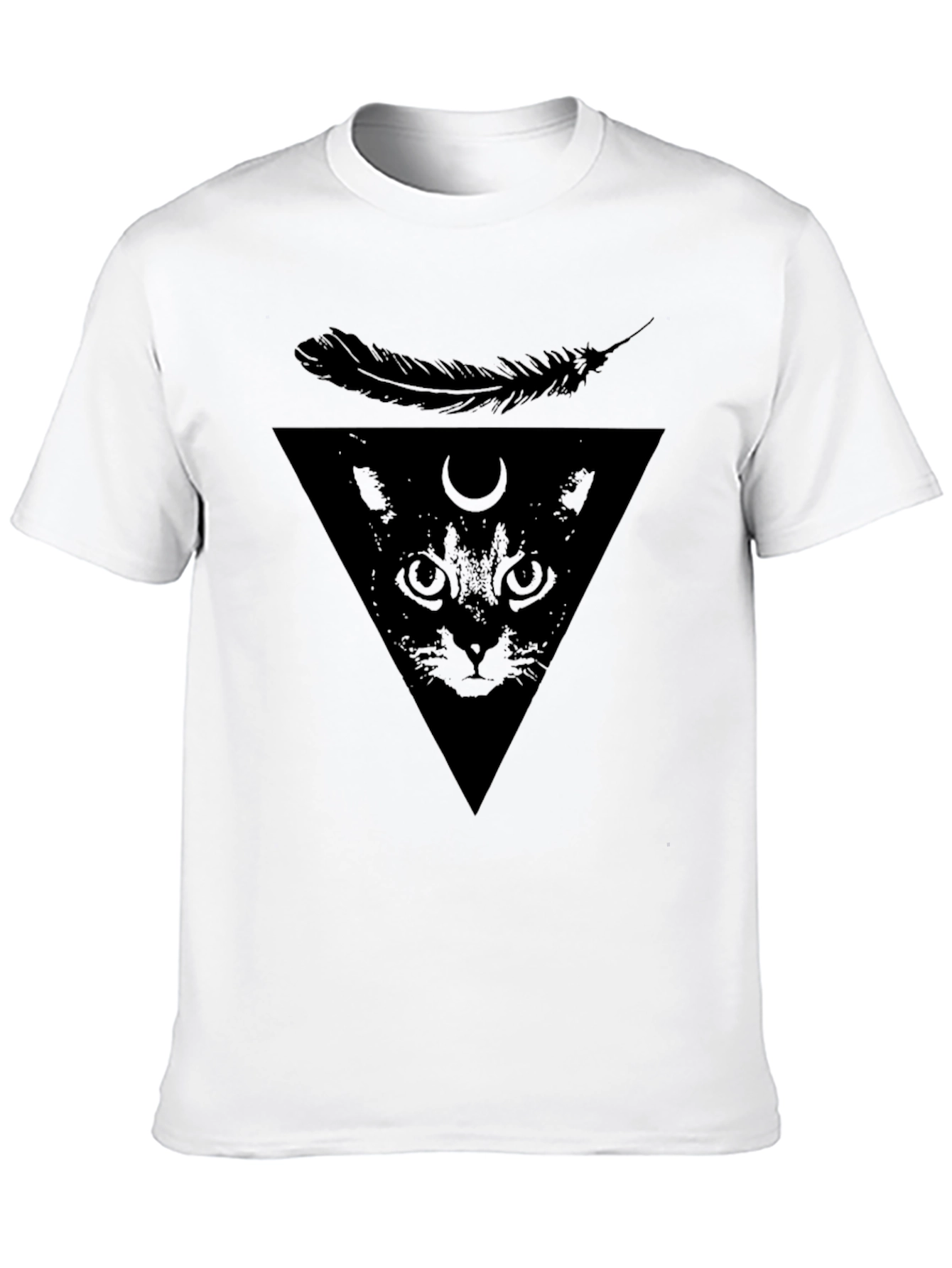 Mystic Cat T-Shirt - Feather Triangle Design