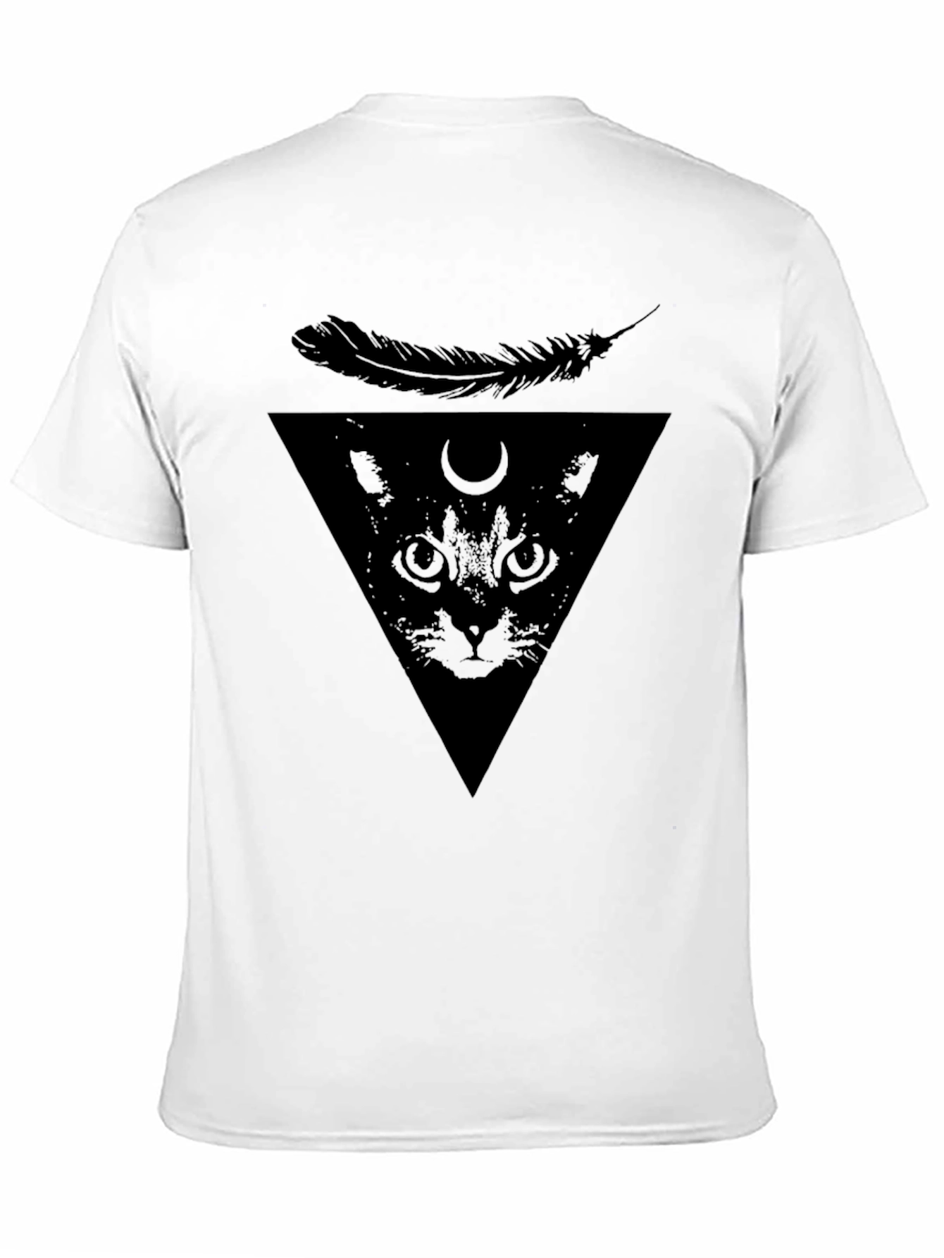 Mystic Cat T-Shirt - Feather Triangle Design
