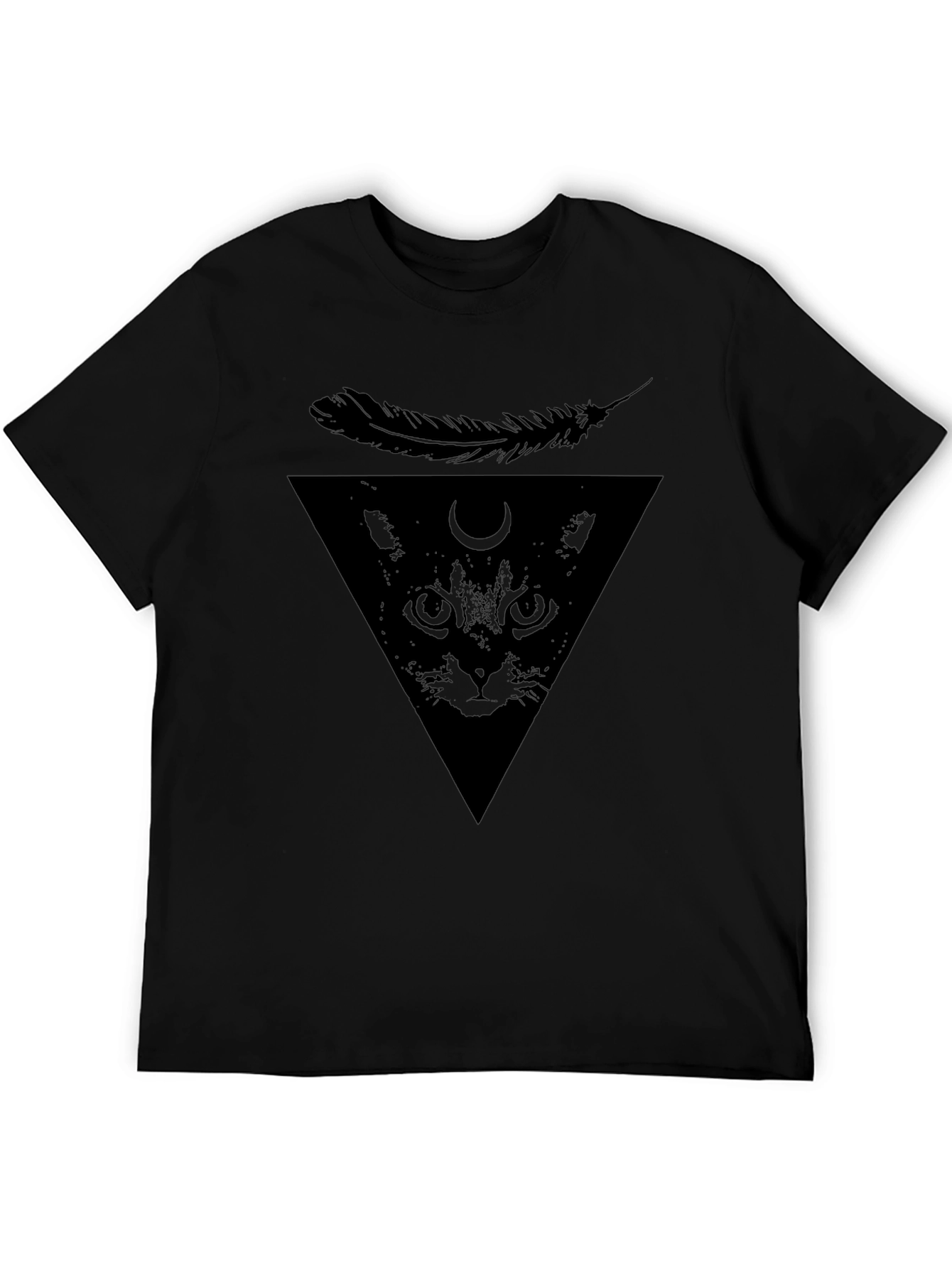 Mystic Cat T-Shirt - Feather Triangle Design