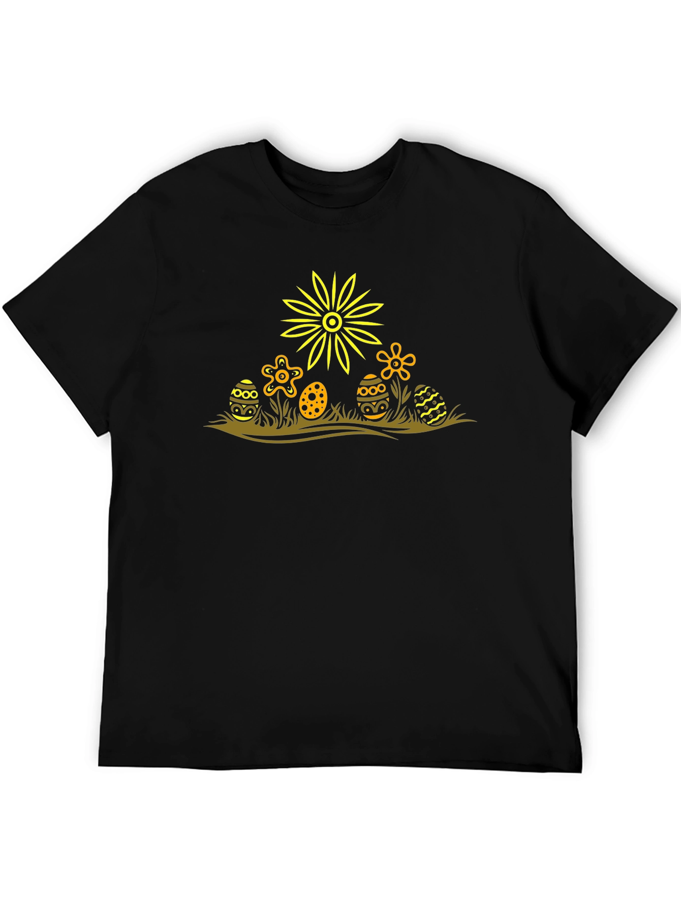 Easter Egg Flower Graphic Tee - Black