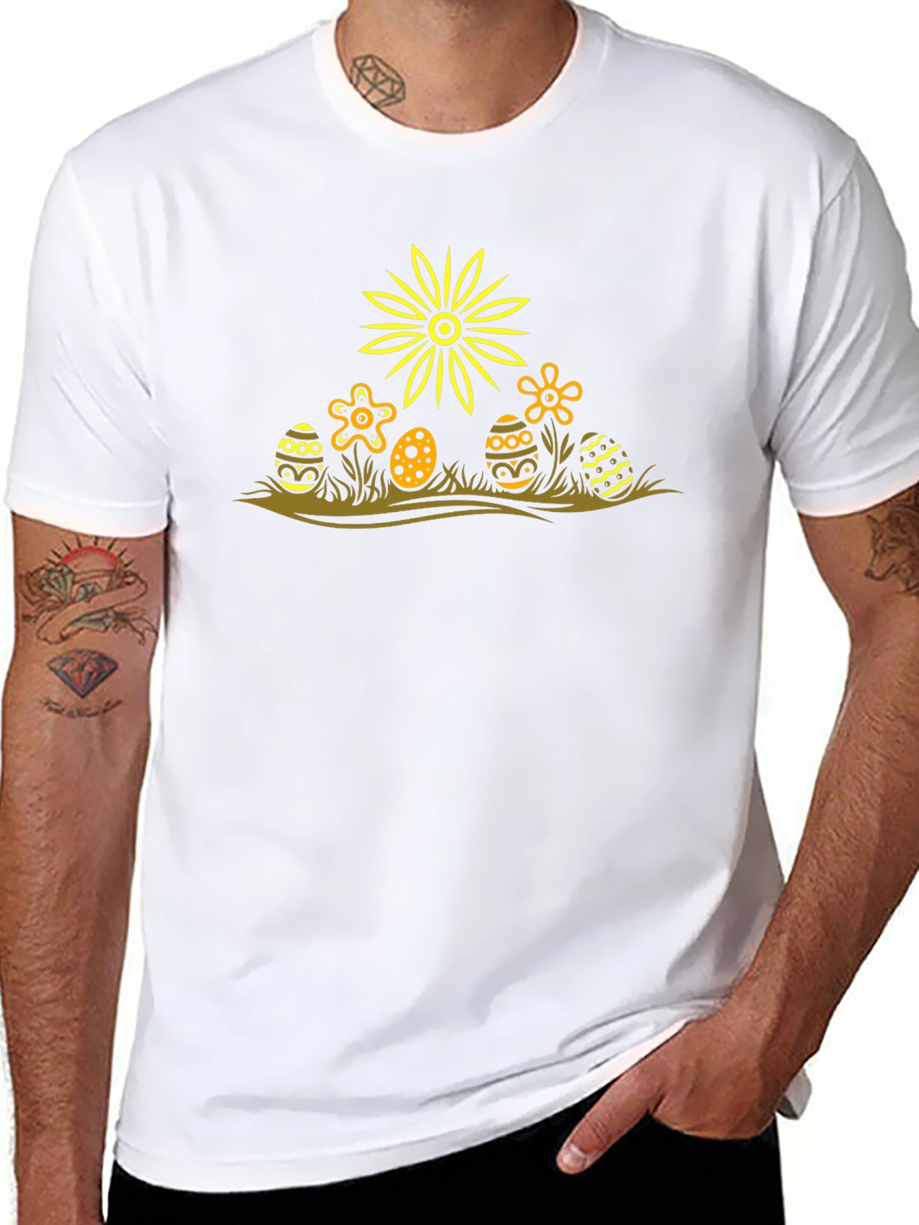 Easter Egg Flower Graphic Tee - Black